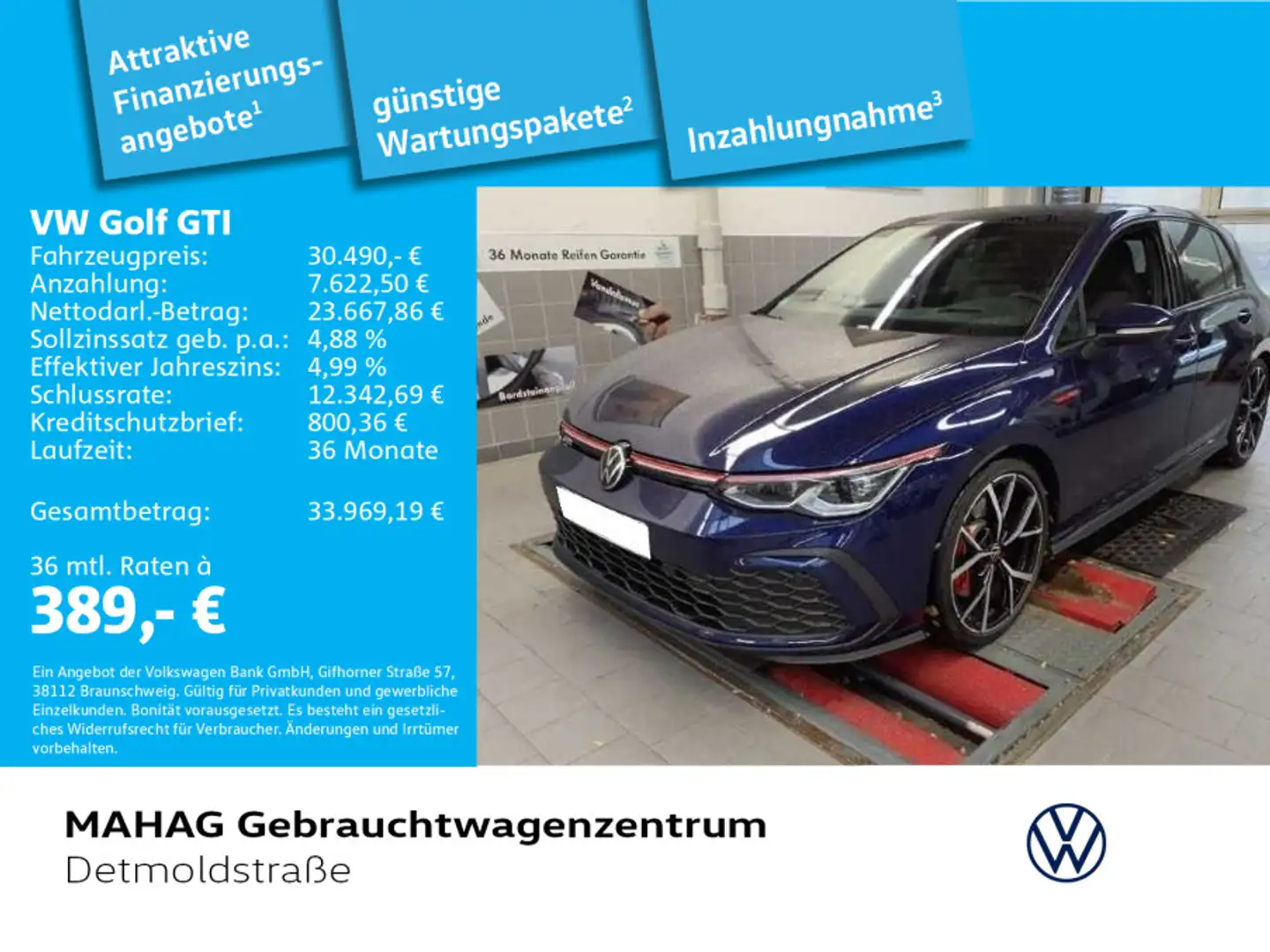 Volkswagen Golf GTI Golf VIII GTI 2.0 TSI AHK IQ.Light Navi Pano DSG Blau - 1