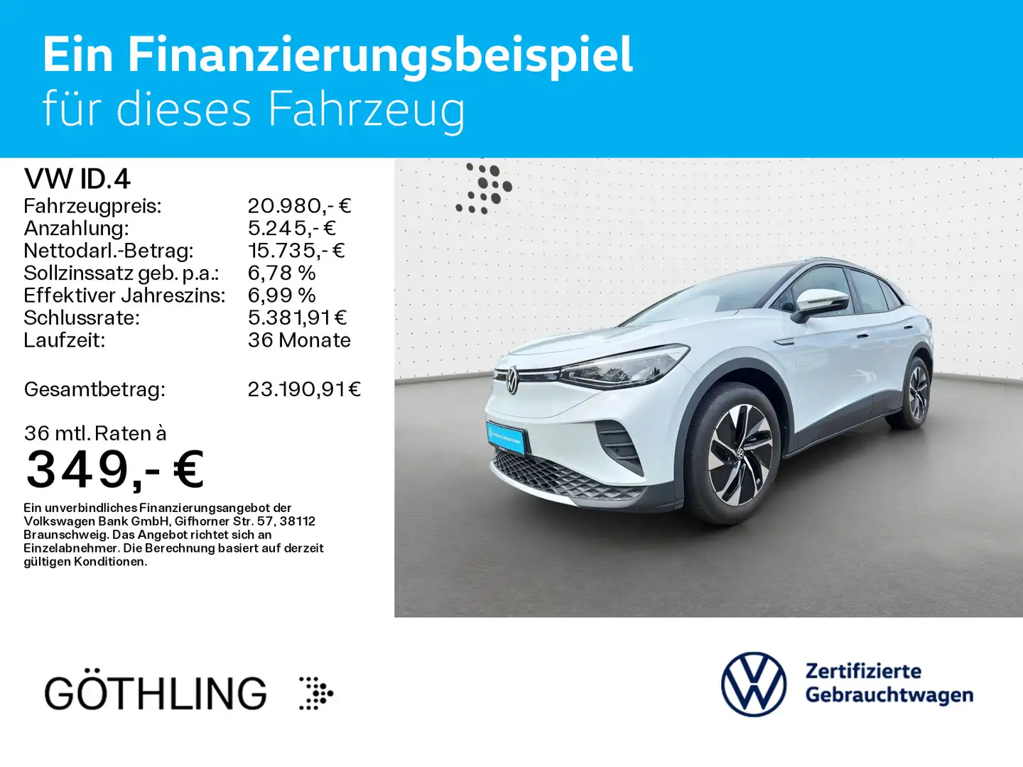 Volkswagen ID.4 Pure *NAVI*SPUR*APP*WÄRMEP.*LM-FELG.19 Weiß - 2
