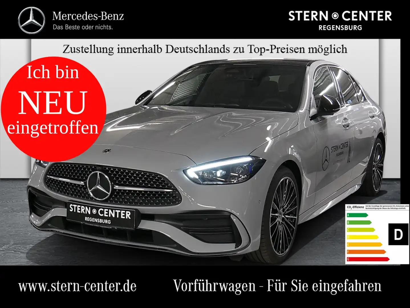 Mercedes-Benz C 220 d AMG MBUX SHD LED Burm 360 Night Cam AUT Gri - 1