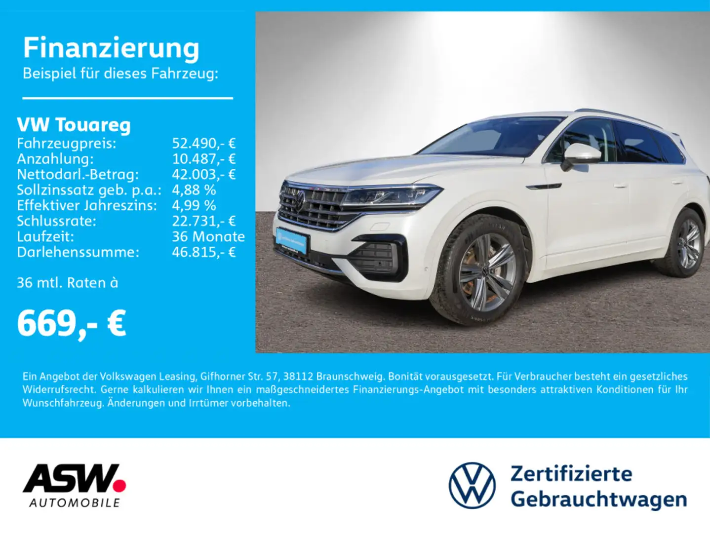 Volkswagen Touareg R-Line 4x4 3.0TDI tiptronic Leder AHK Weiß - 1