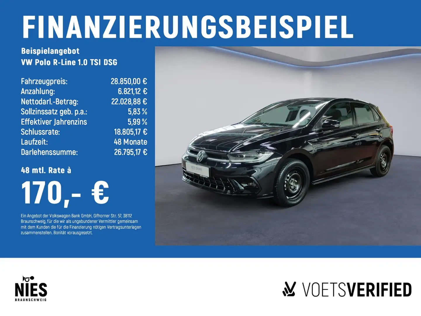Volkswagen Polo R-Line 1.0 TSI DSG NAVI+ACC+MATRIX-LED Schwarz - 2
