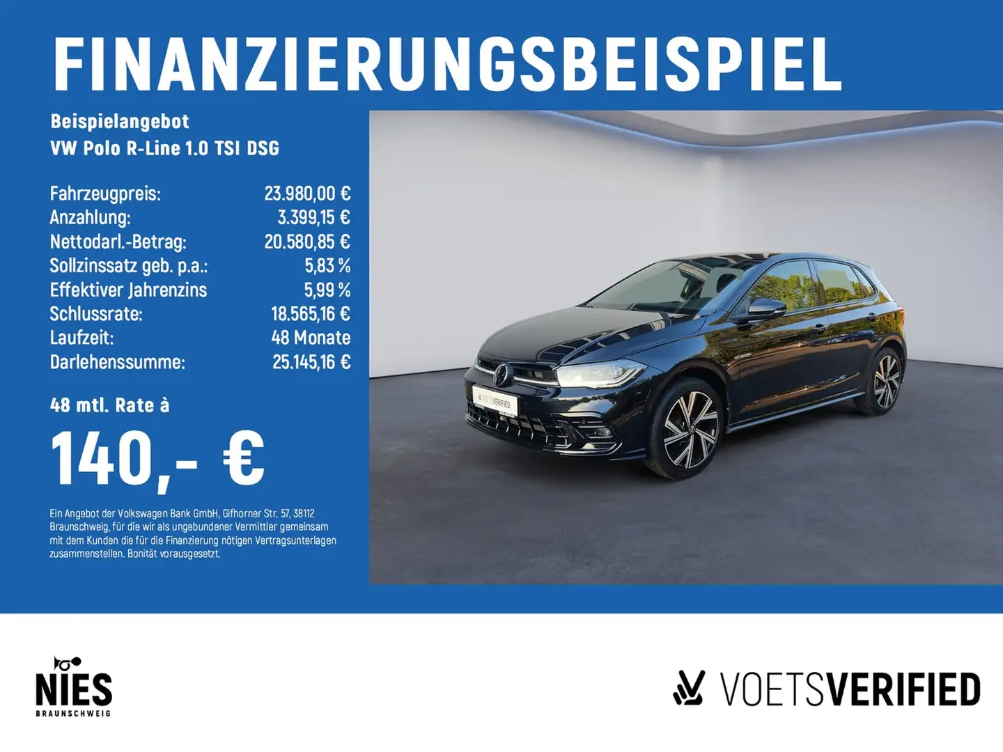 Volkswagen Polo R-Line 1.0 TSI DSG NAVI+ACC+MATRIX-LED Schwarz - 2