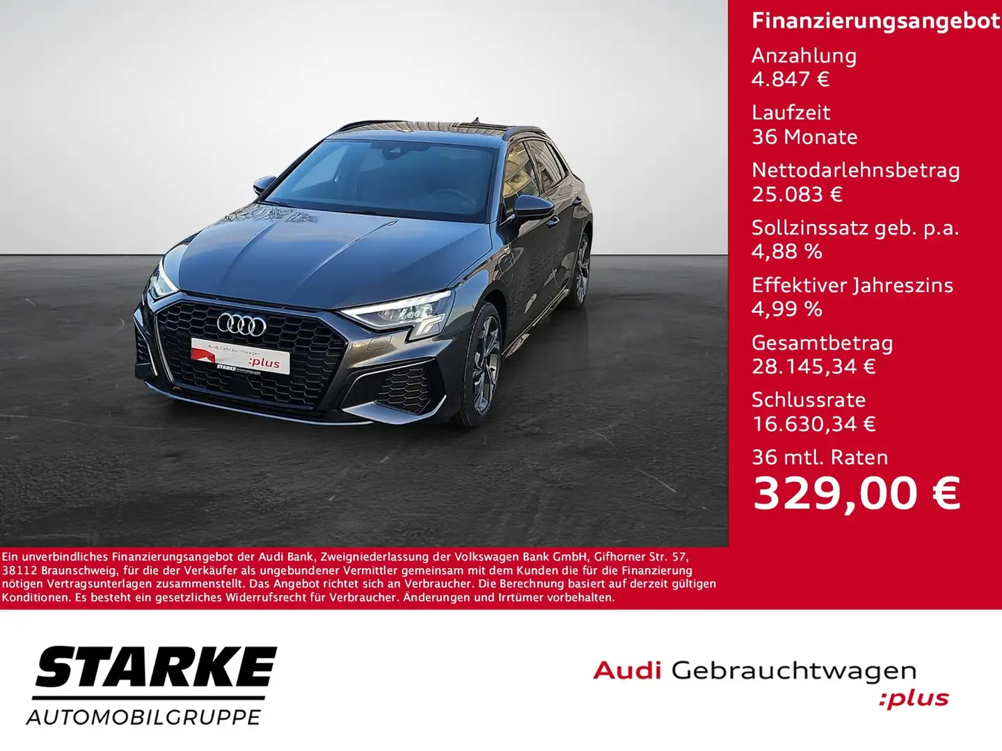 Audi A3 Sportback 40 TFSI e S tronic S line NaviPlus LE... Grau - 1