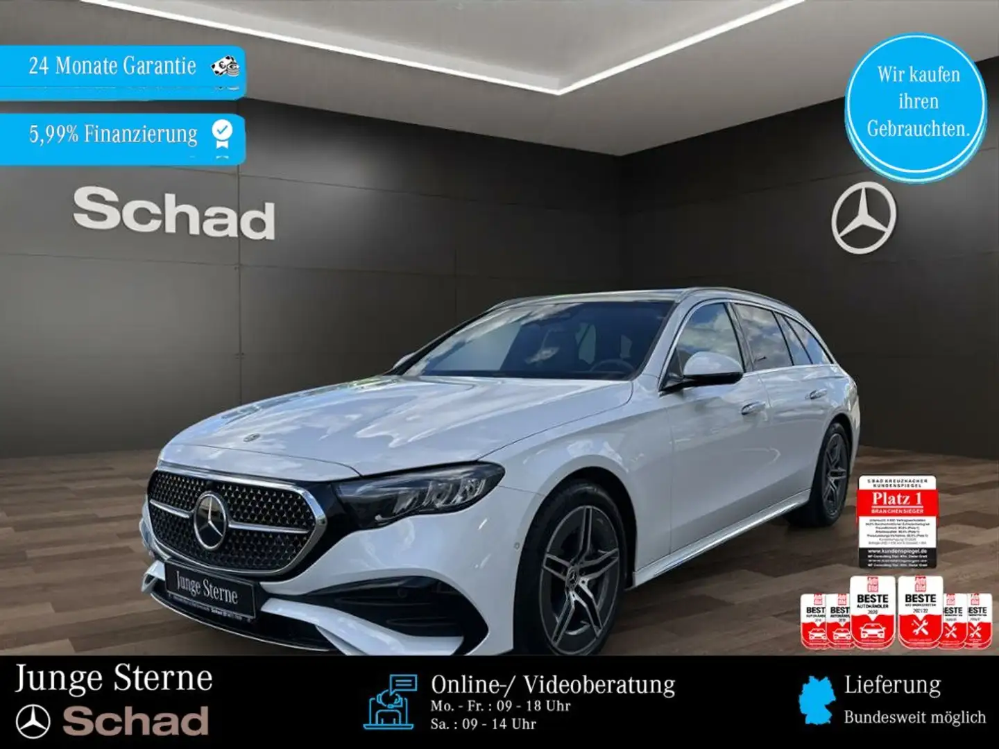 Mercedes-Benz E 220 E 220 d T AMG+DISTR+KAMERA+PANO+LED+KEYLESS+AMBI Weiß - 1