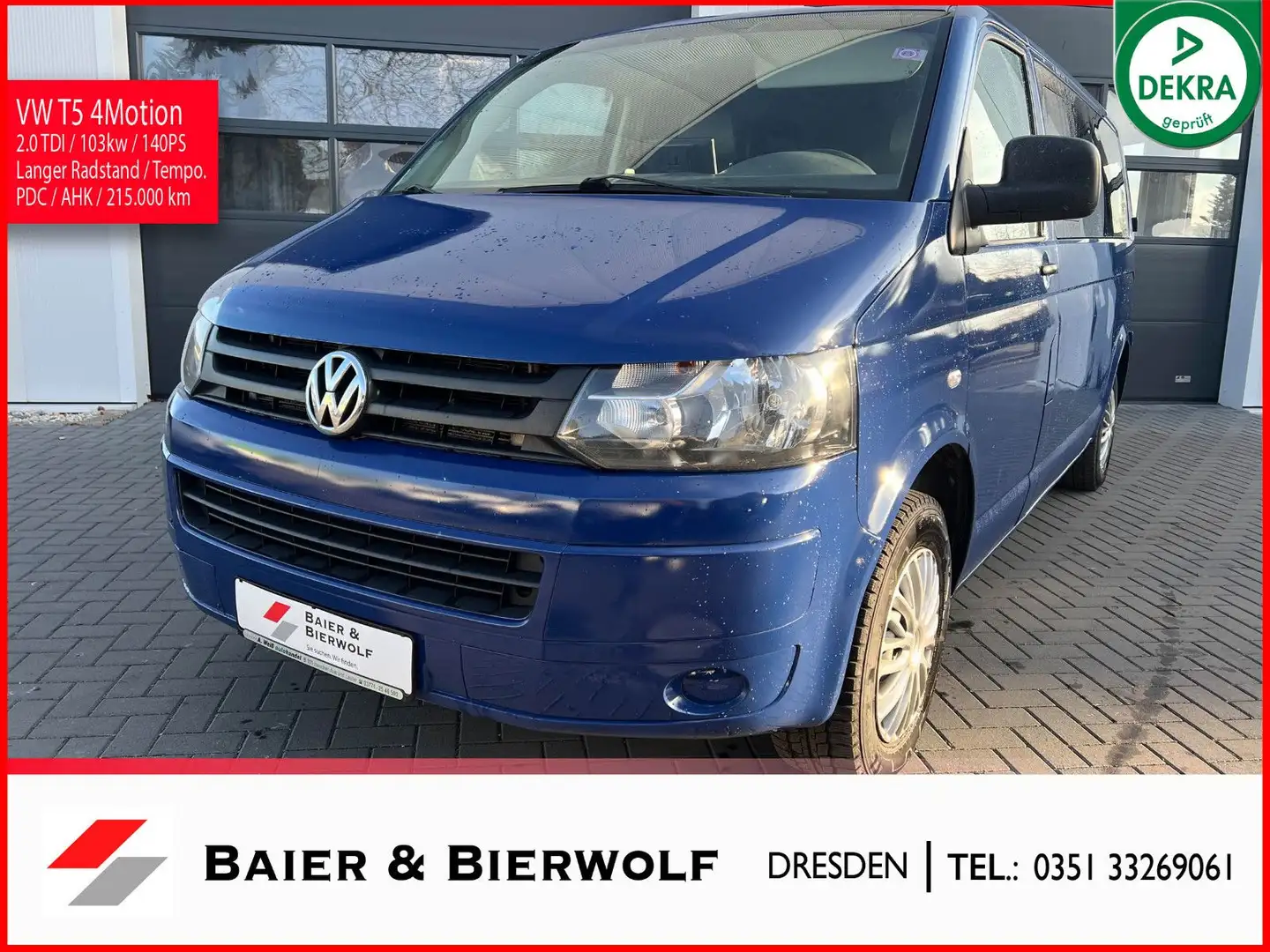 Volkswagen T5 Transporter lang 4Motion 9 Sitzer AHK PDC Bleu - 1