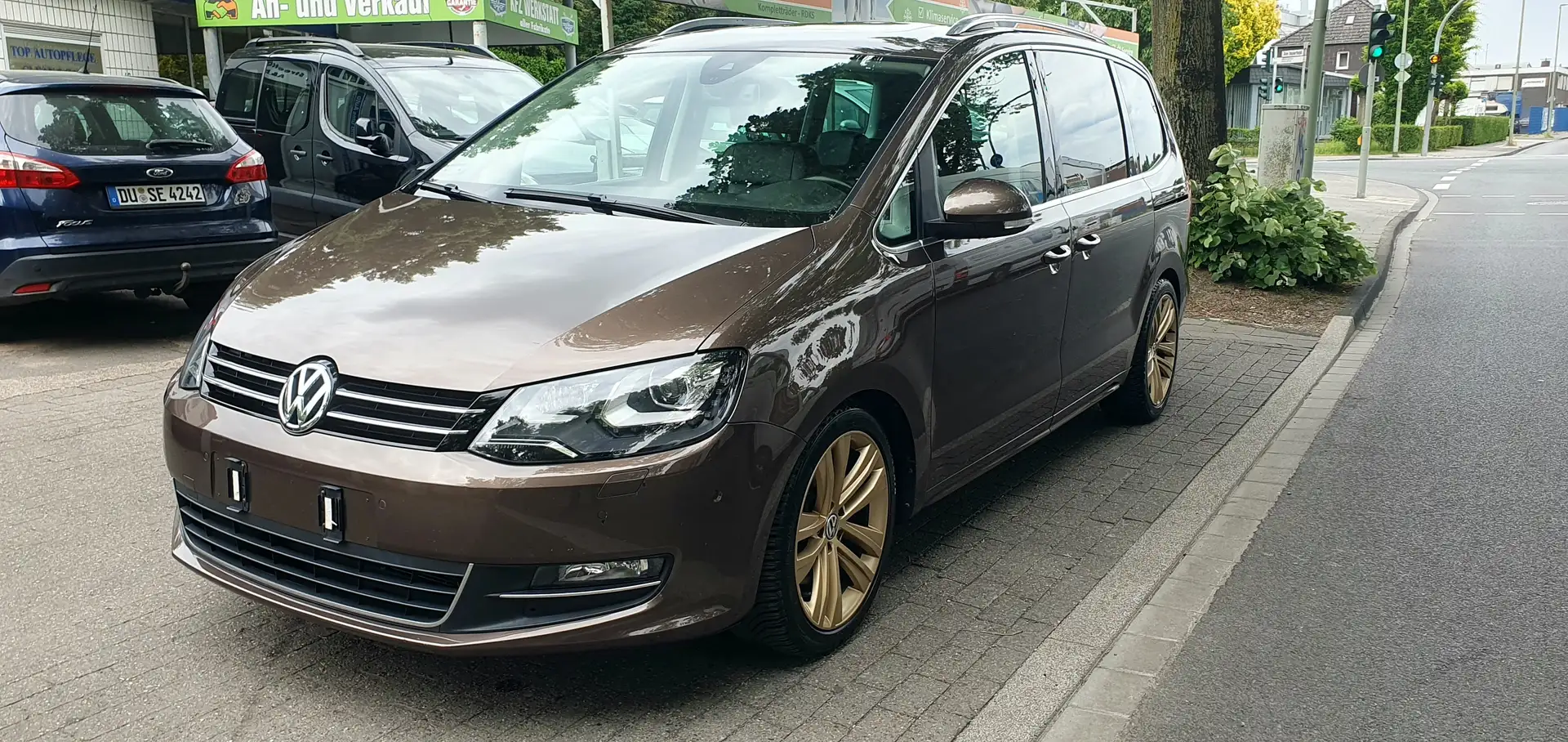 Volkswagen Sharan Highline Vollaust. Motor Turbo Tüv Neu 7.Sitzer Brązowy - 1
