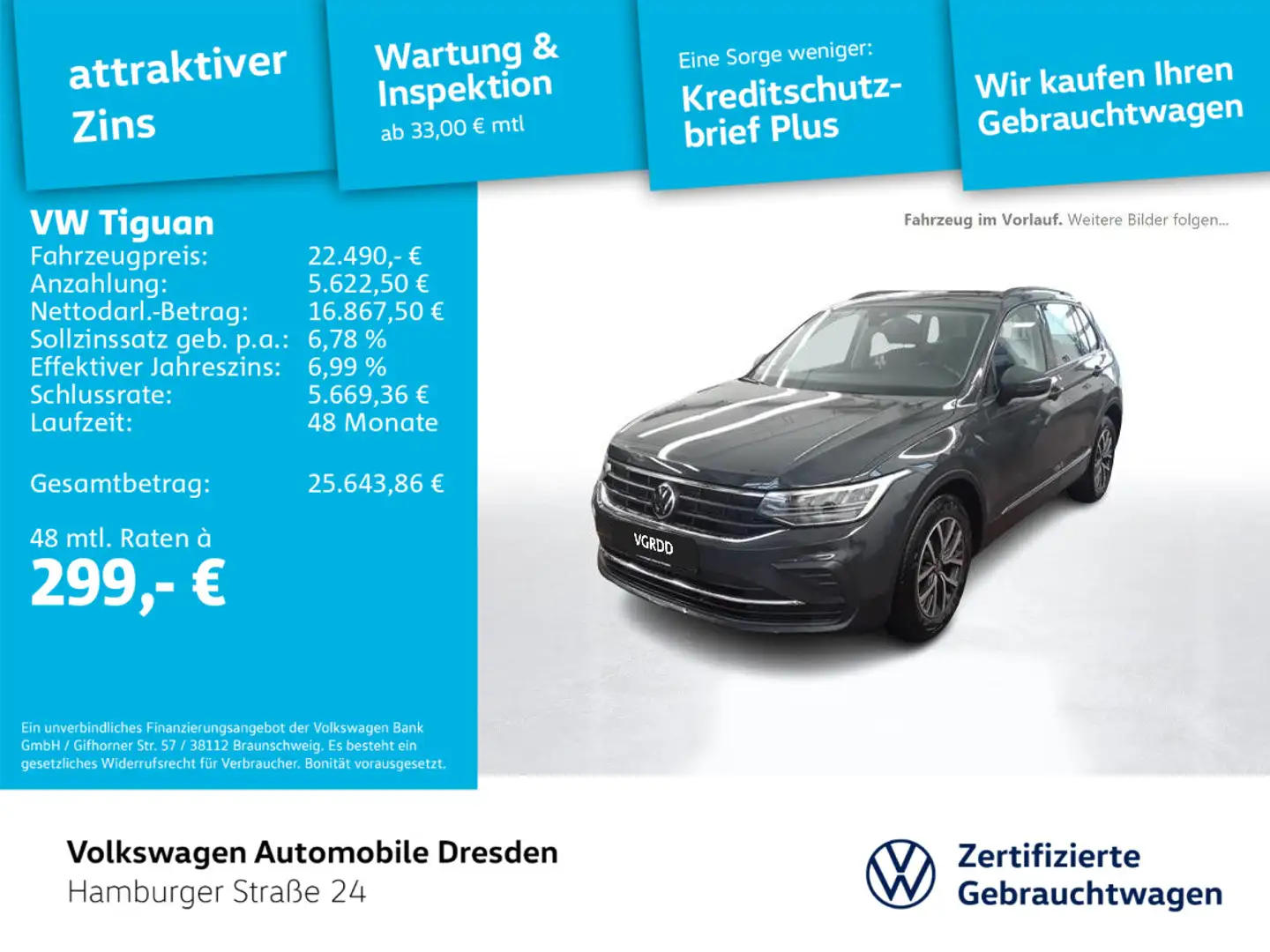Volkswagen Tiguan Life 1.5 TSI LED APP PDC Grau - 1