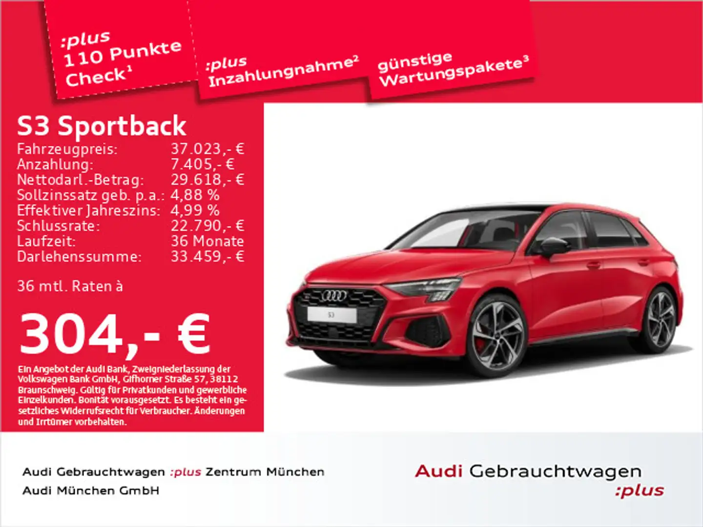 Audi S3 TFSI S tronic Pano/HuD/Matrix/B&O Rot - 1