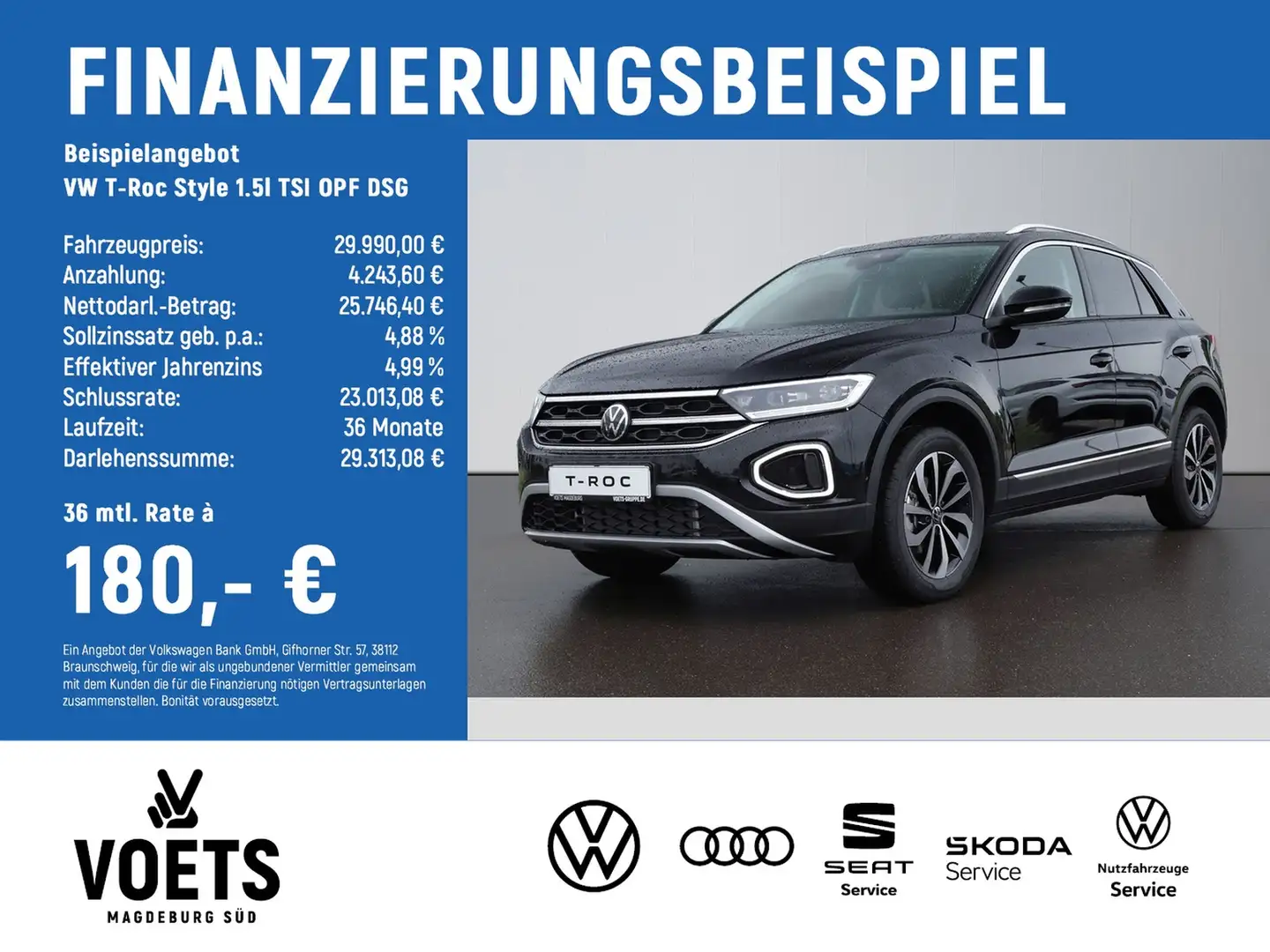 Volkswagen T-Roc Style 1.5l TSI OPF DSG KAMERA+NAVI+ACC+LED Schwarz - 2