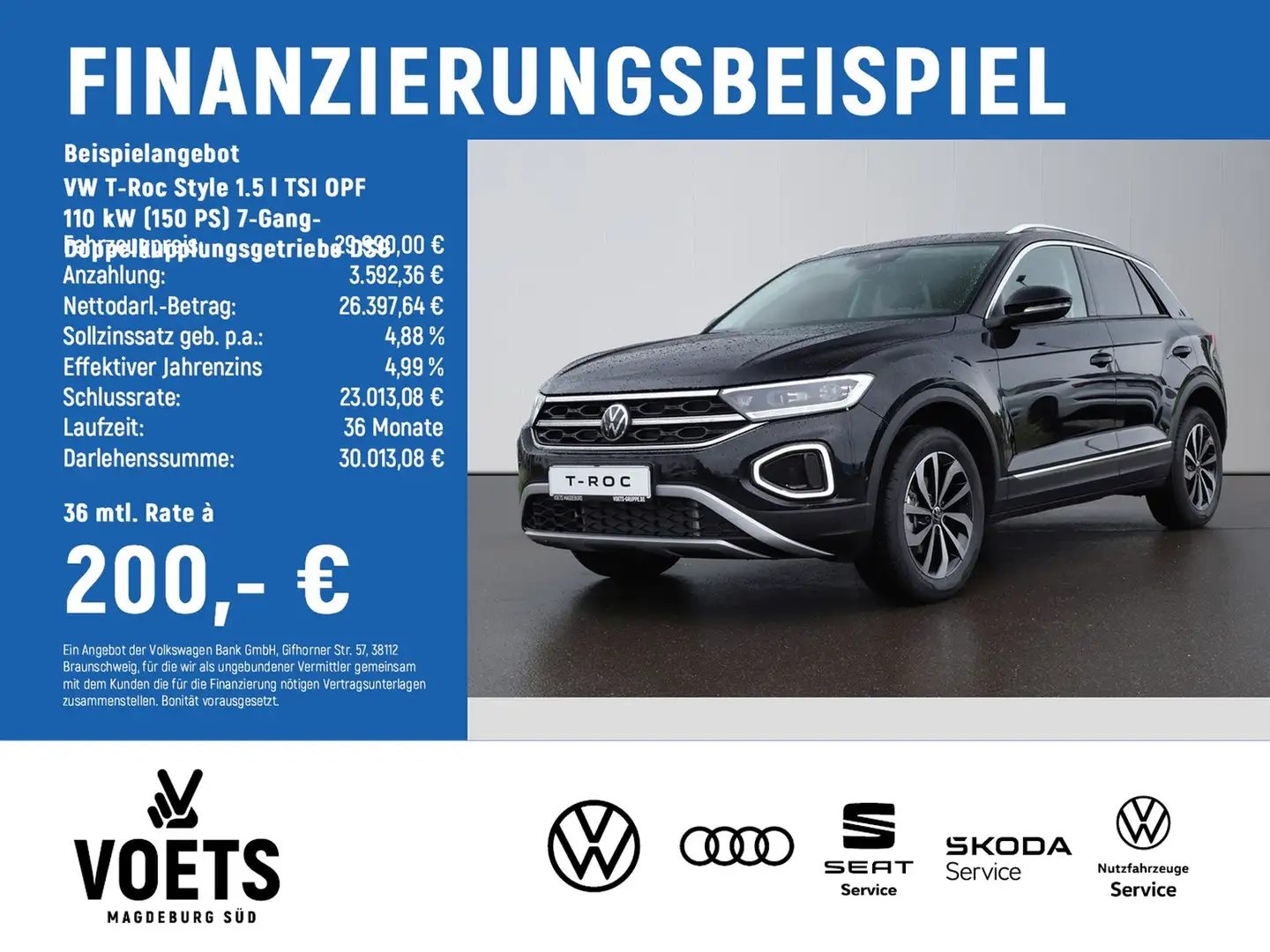 Volkswagen T-Roc Style 1.5 l TSI OPF 110 kW (150 PS) 7-Gang-Dopp... Schwarz - 2