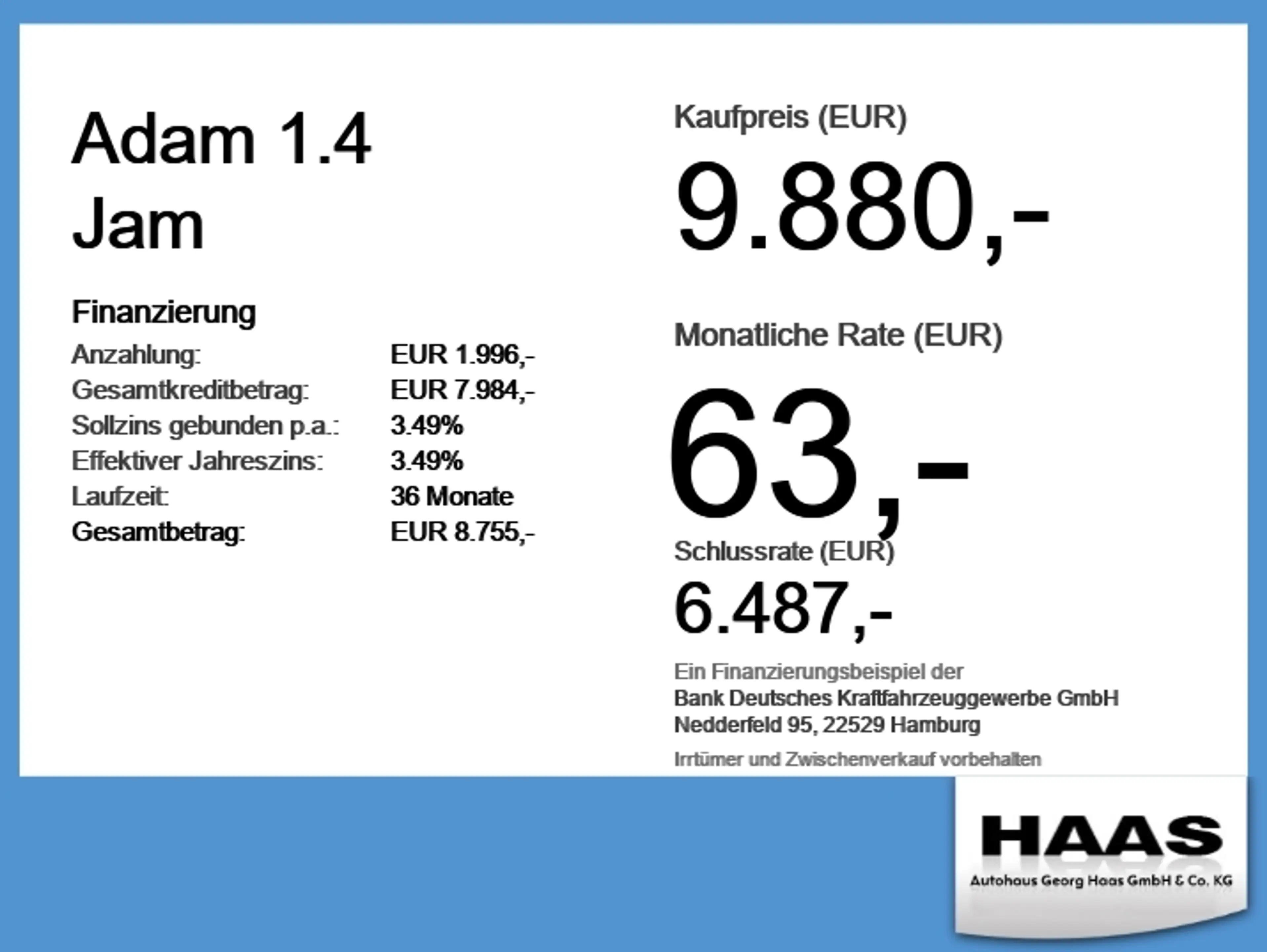 Opel Adam 1.4 Jam Panoramadach Top Ausstattung — photo 6
