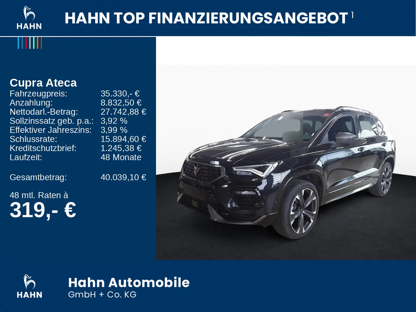CUPRA Ateca 2.0TSI DSG 4Drive AHK Cam LED Sportsitz Schwarz - 2