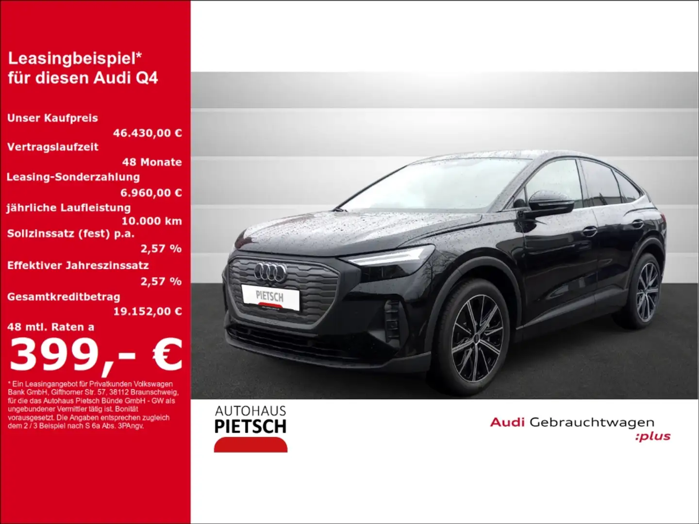 Audi Q4 e-tron e-tron Sportback 45 77 kW AHK Sportsitze Noir - 1