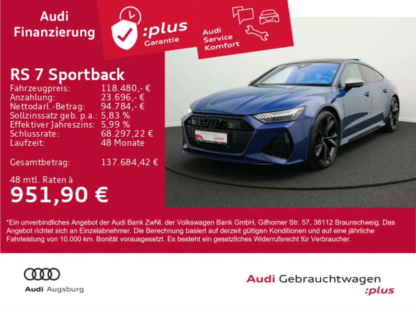 Audi RS7 performance V/max280*StdHz*UPE174 Blau - 1