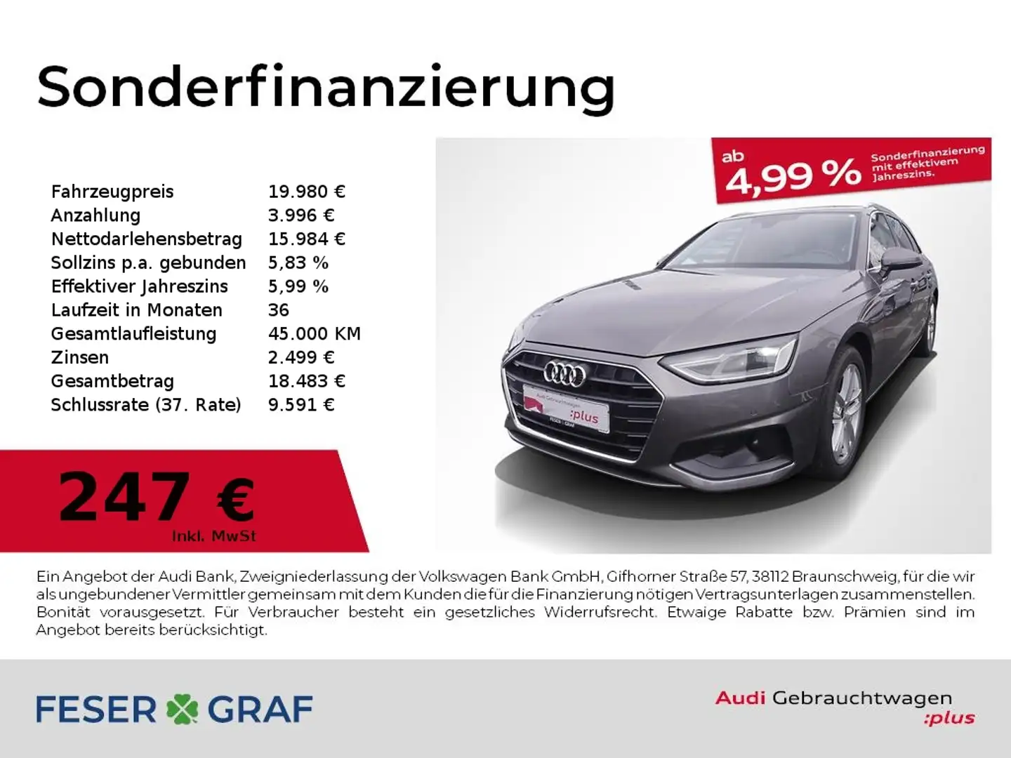 Audi A4 Avant 35 TDI S tronic Navi PDC SHZ Tempomat Grau - 1