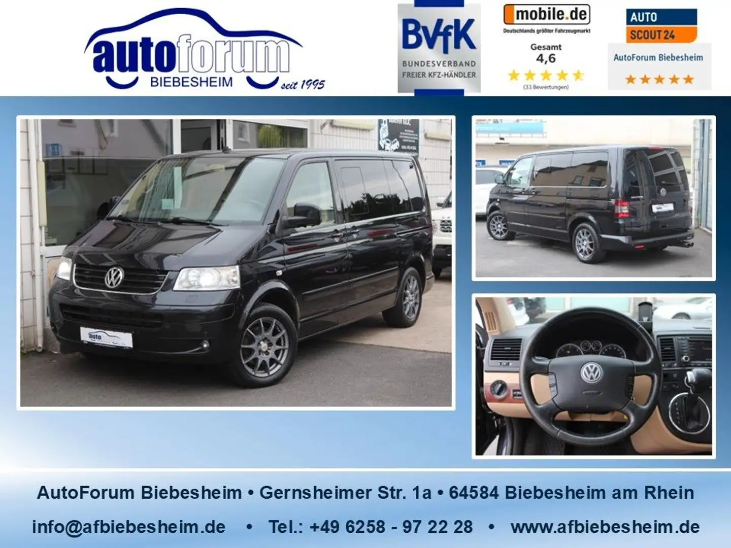 Volkswagen T5 Multivan 2.5 TDI Highline Standh*S-Dach*Xenon Noir - 1