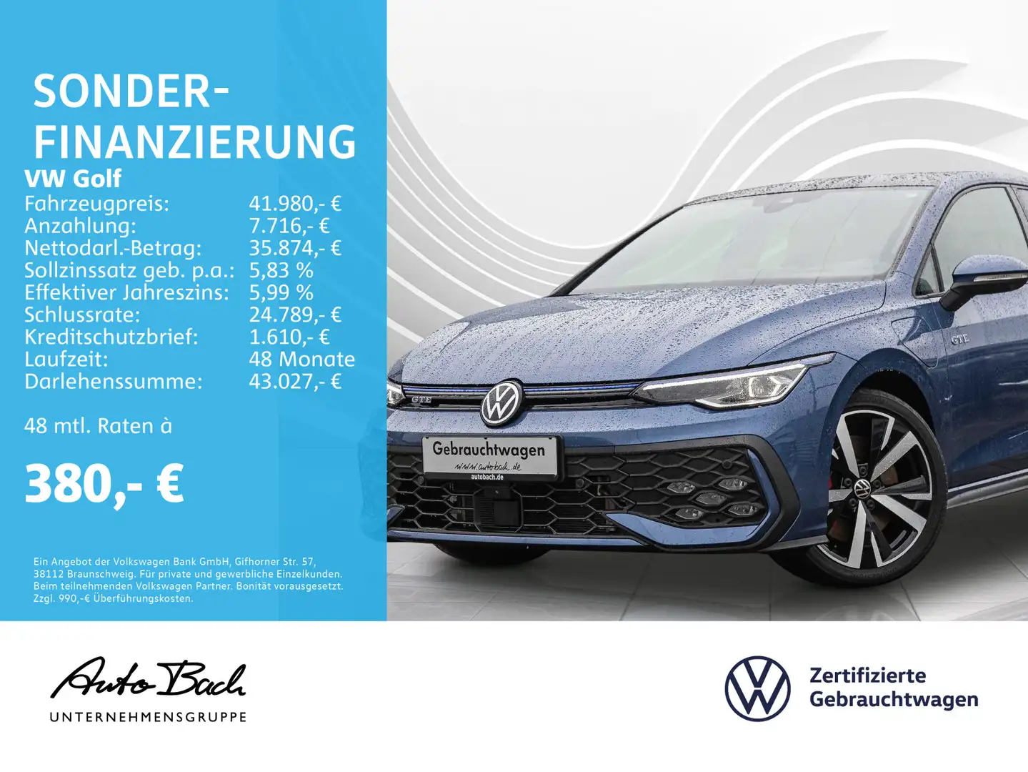Volkswagen Golf GTE VIII GTE 1.5 eHybrid DSG Navi LED Digital C Blau - 1