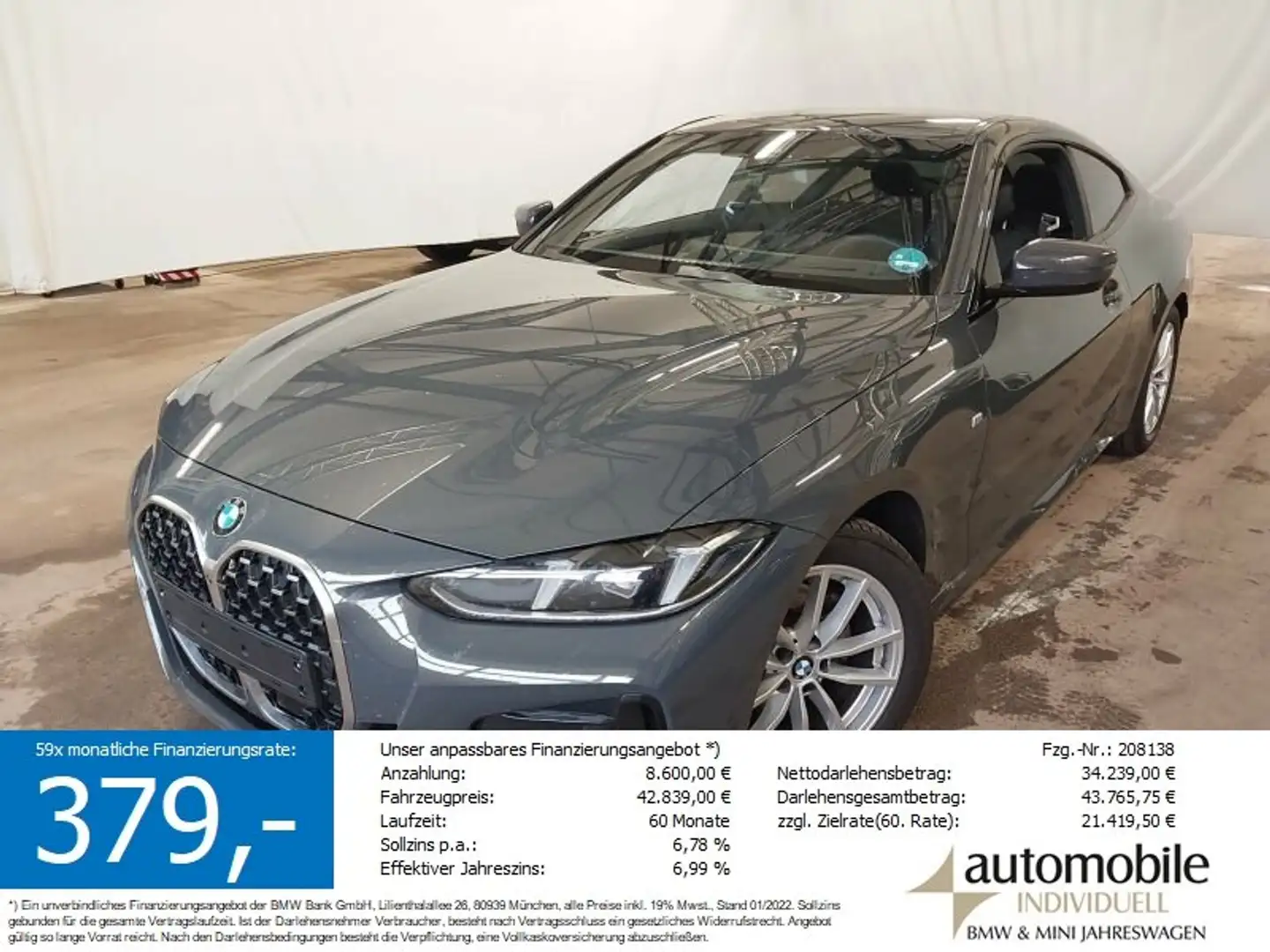 BMW 420 i Coupé M Sportpaket ACC HiFi Widescreen Lenk Grau - 1