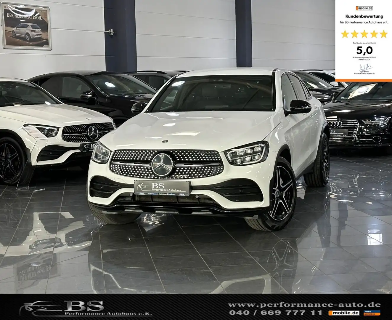 Mercedes-Benz GLC 400 d 4Matic Coupe |AMG-LINE|KAMERA|1-HAND| White - 1