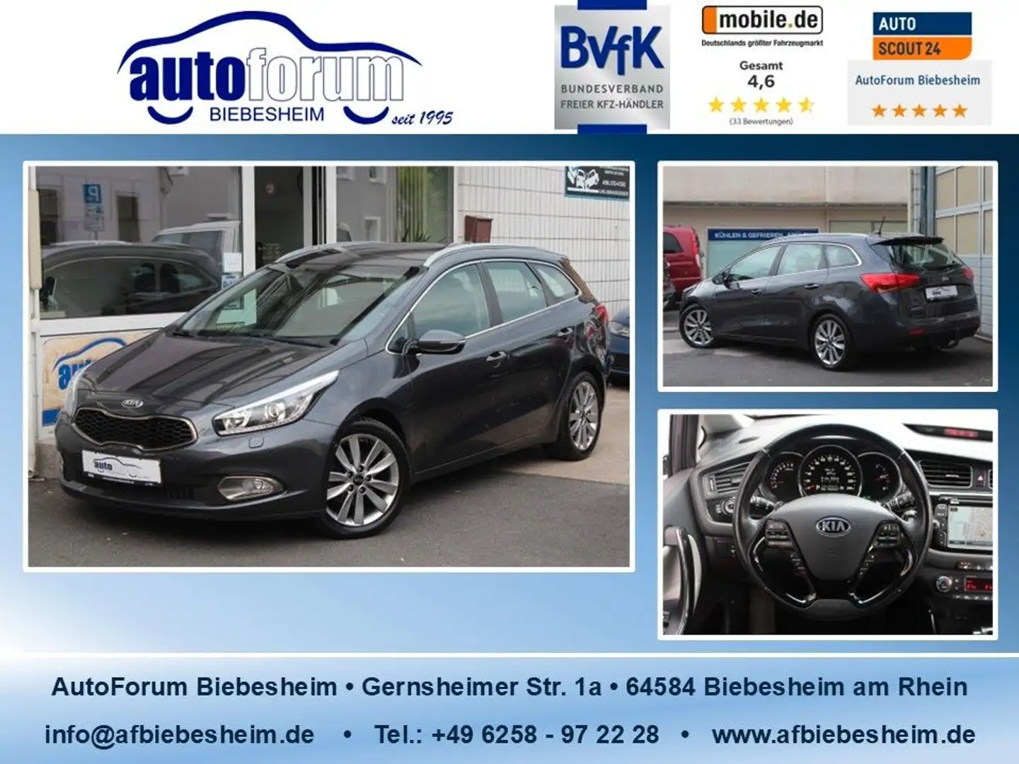 Kia Ceed / cee'd 1.6 GDI Spirit Navi*Xenon*AHK*2. Hand Grau - 1