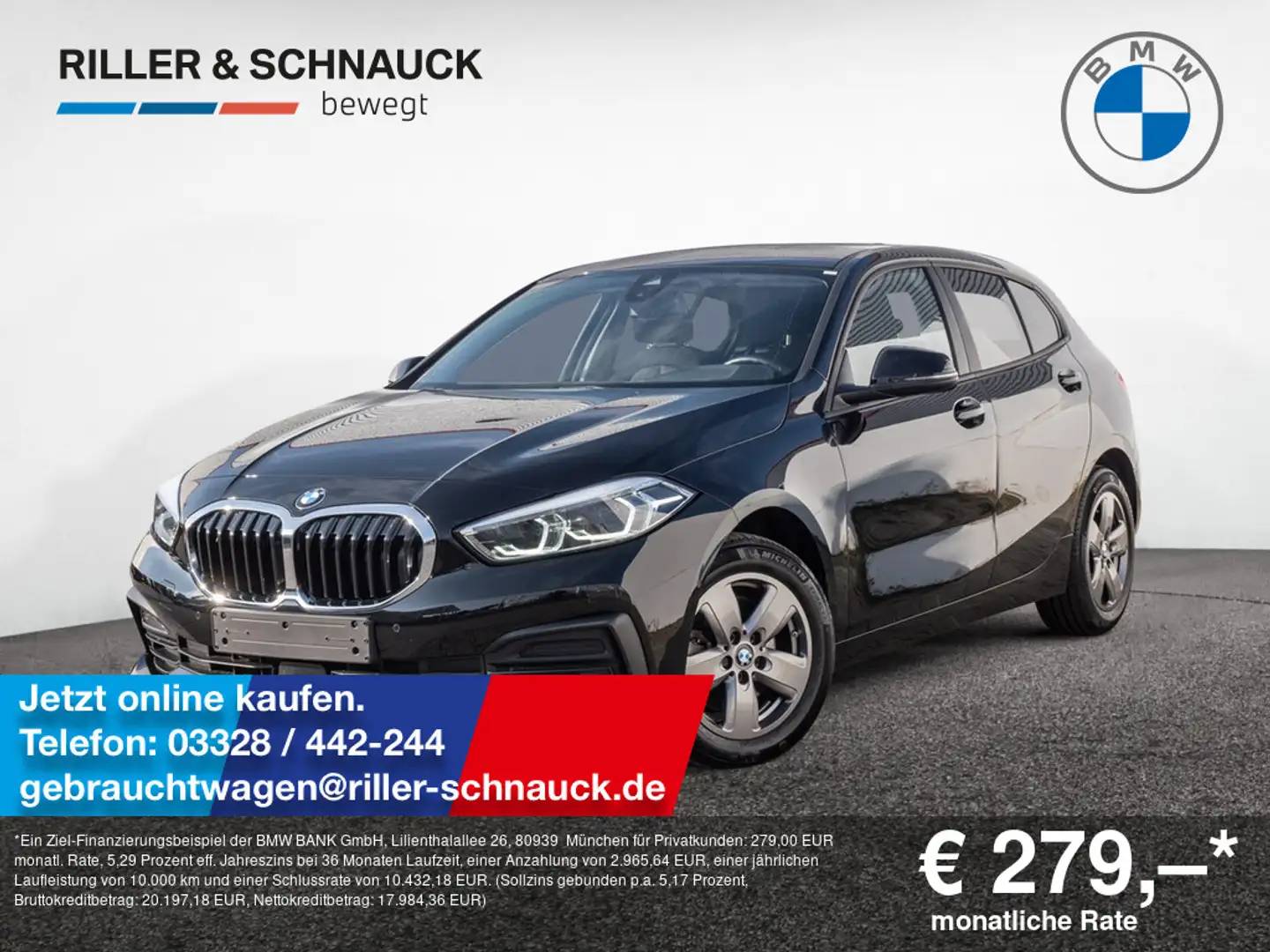 BMW 118 i Advantage LED+NAVI+KLIMAAUT+SITZHZG+PDC+ Noir - 1