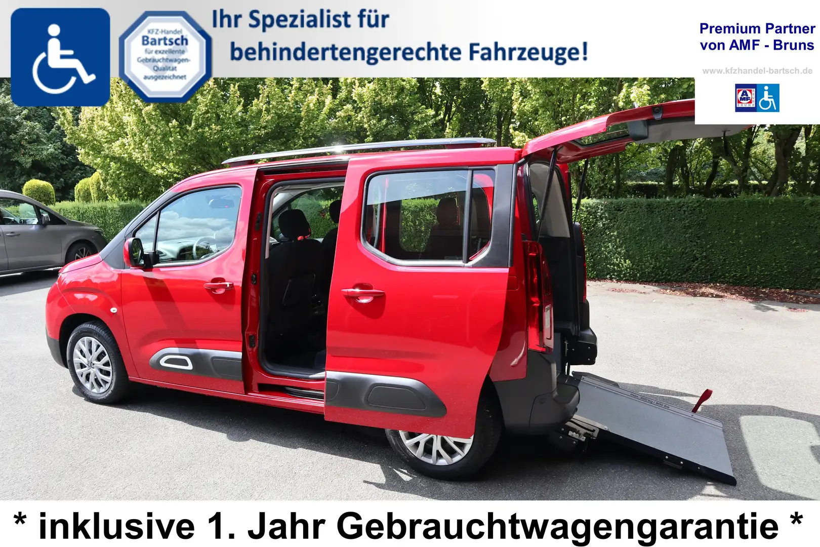 Citroen Berlingo 110 Benziner*rollstuhlgerecht*Wenderampe*Garantie* Rot - 1