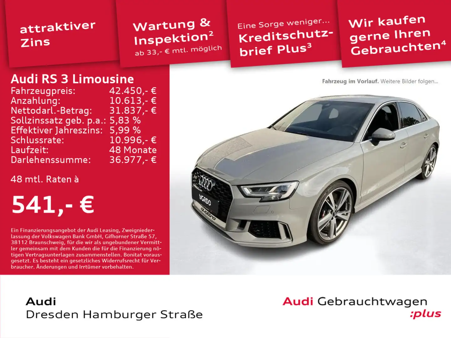 Audi RS3 2.5 TFSI quattro Matrix, 280 km/h Grau - 1