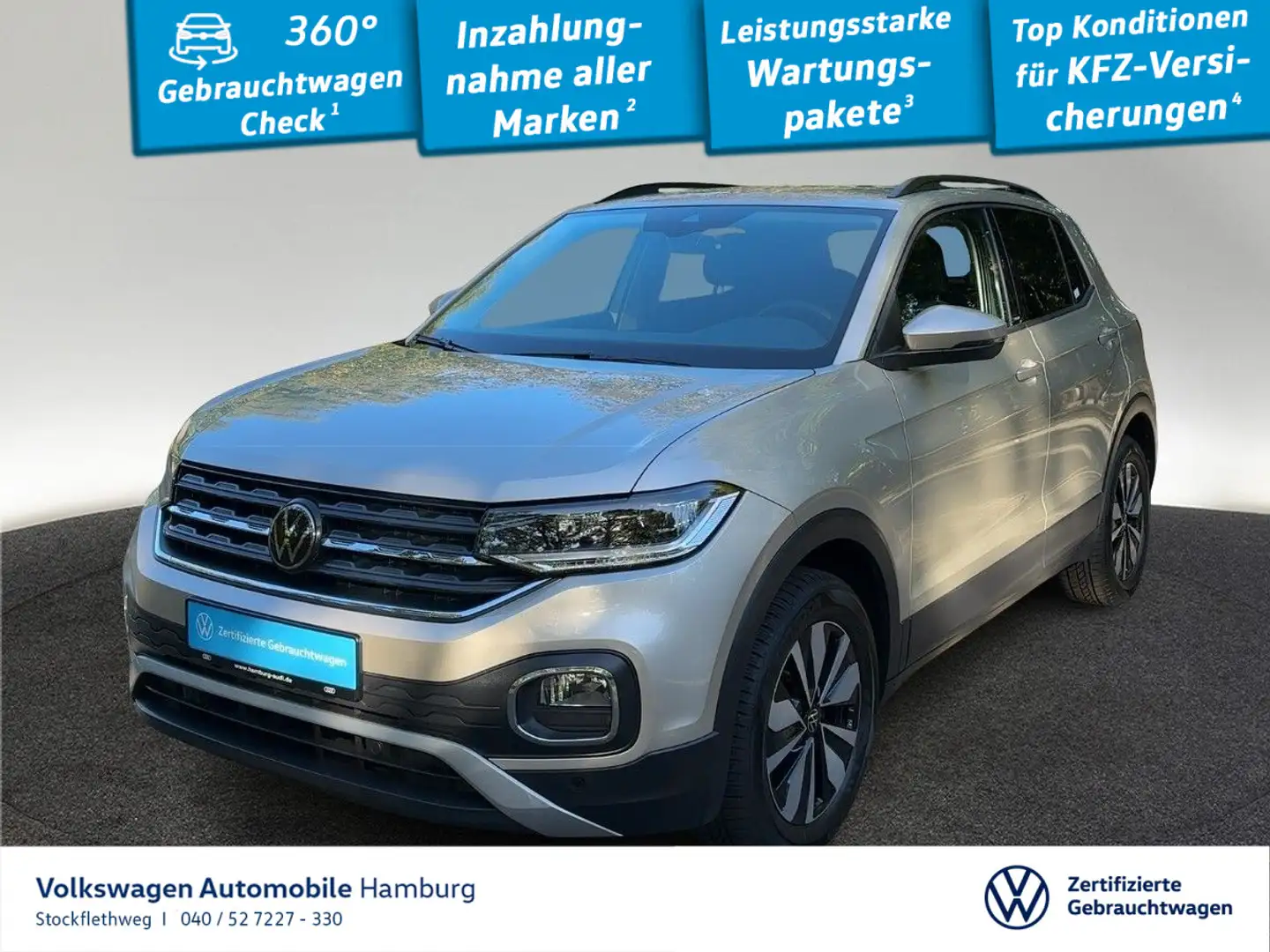Volkswagen T-Cross 1.0 TSI Move DSG Navi IQ.Drive CarPlay Silber - 1