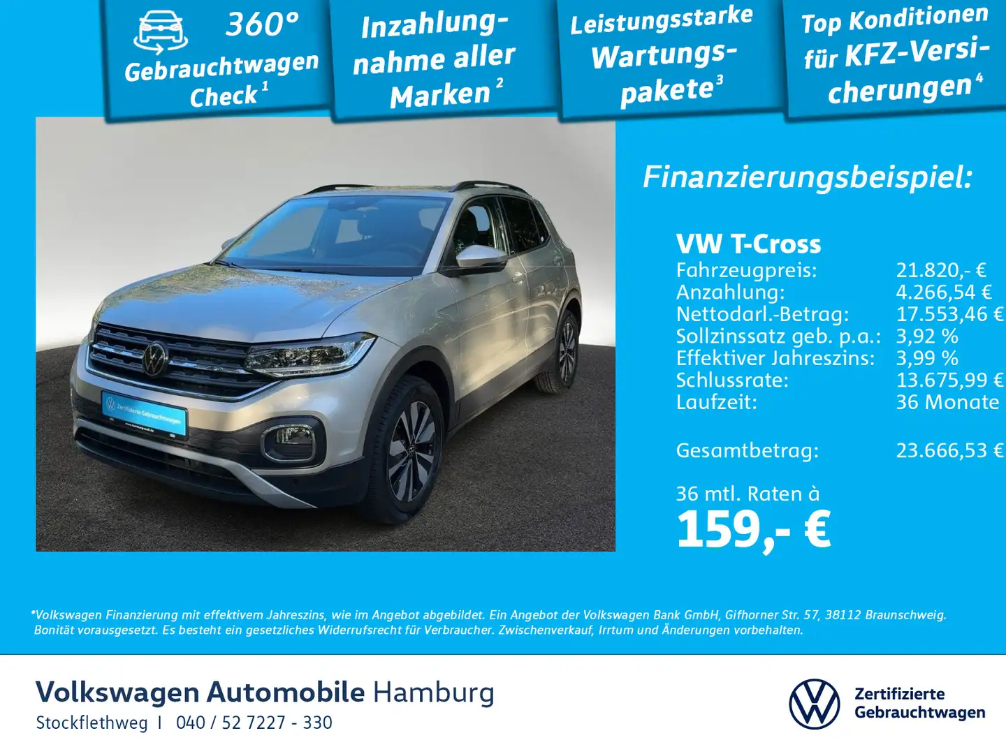Volkswagen T-Cross 1.0 TSI Move DSG Navi IQ.Drive CarPlay Silber - 1