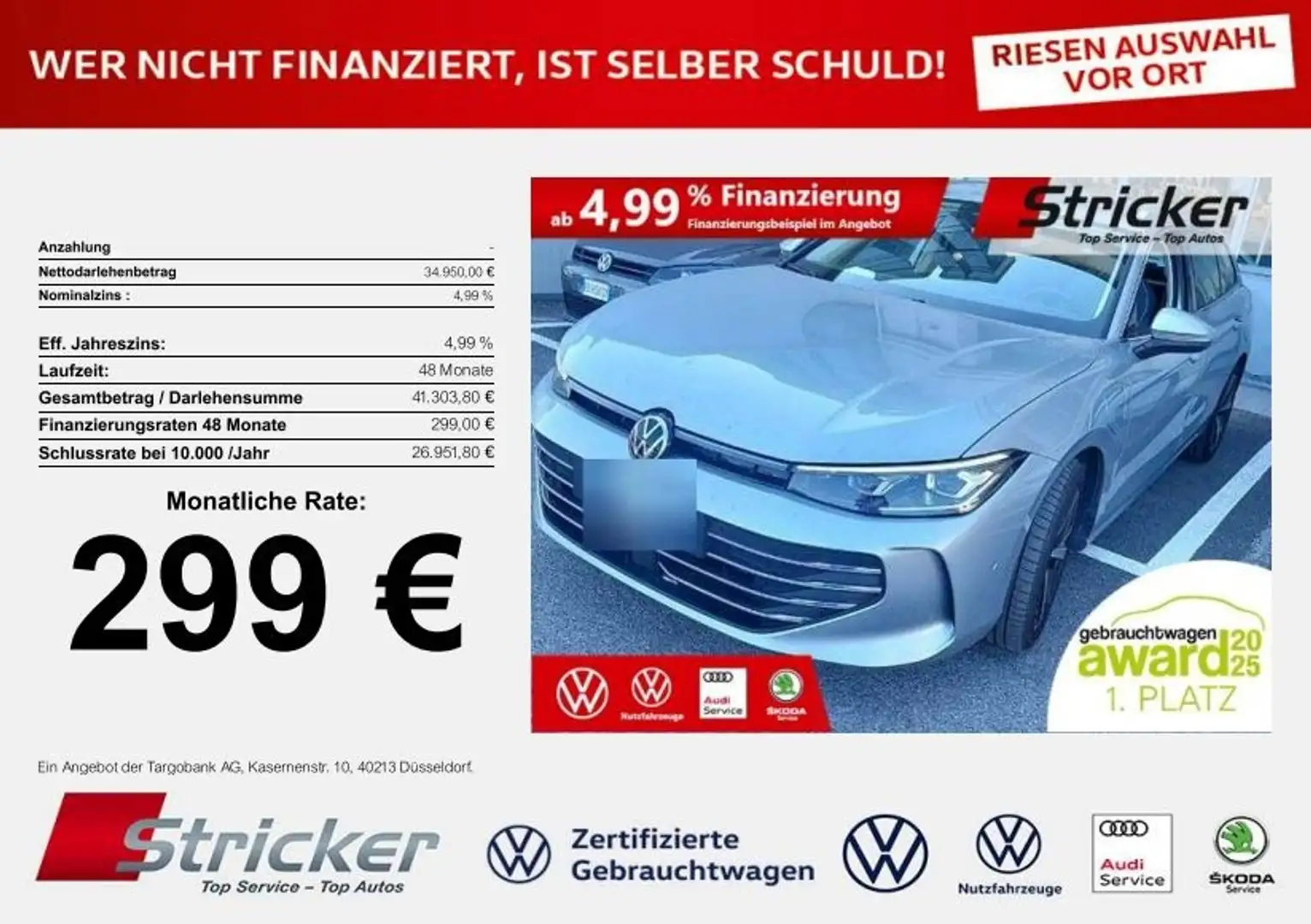 Volkswagen Passat Business 1.5TSI e-Hybrid 299,-ohne Anzahlung IQ.L Silber - 1