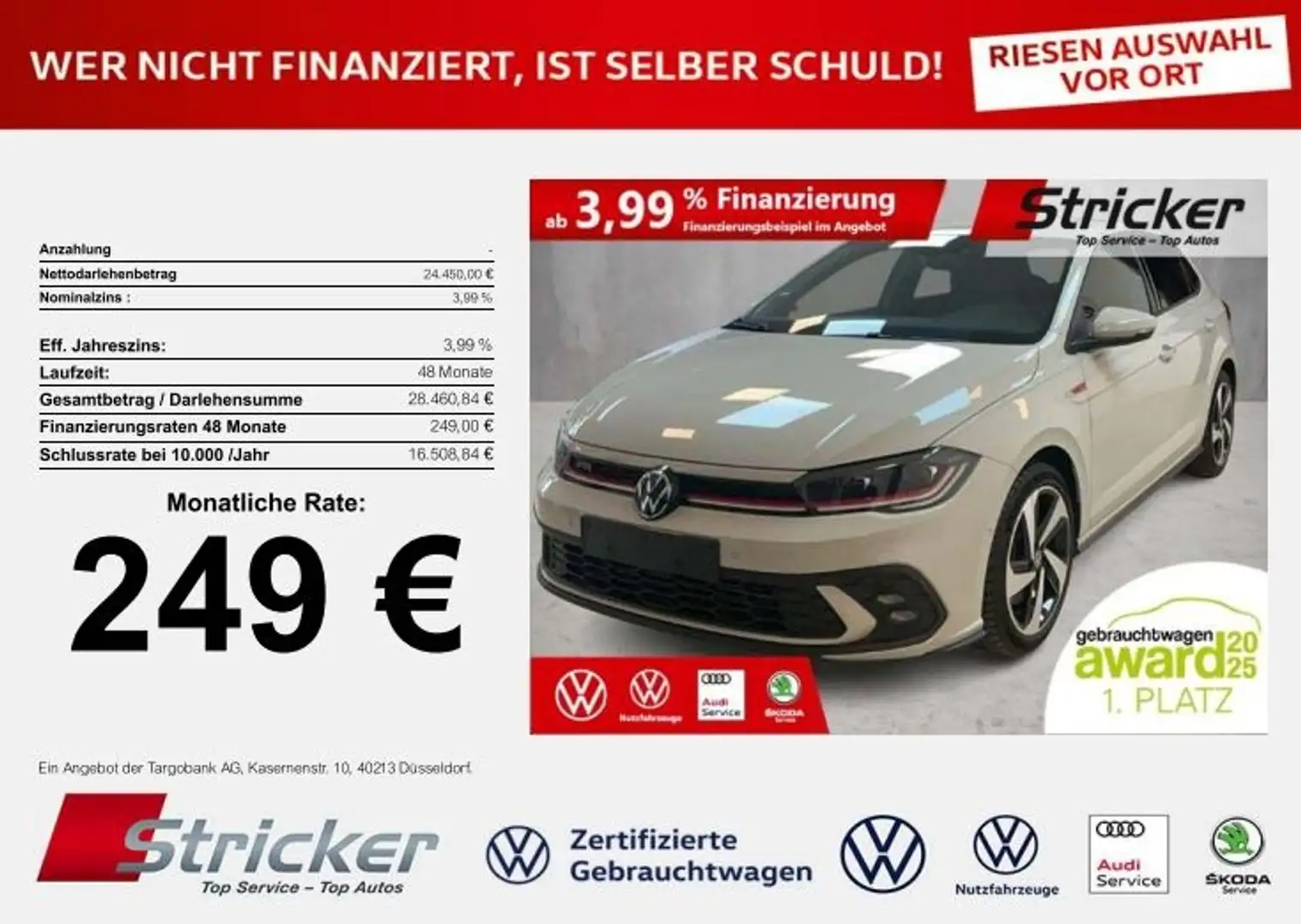 Volkswagen Polo GTI 2.0TSI DSG 249,-ohne Anzahlung ACC App-Connec Grau - 2