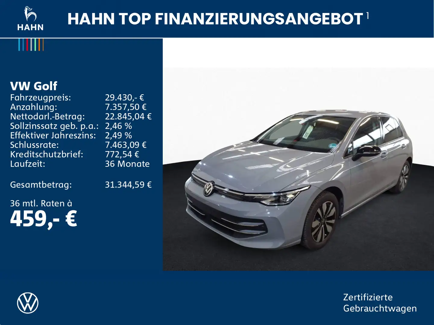 Volkswagen Golf VIII 1.5eTSI DSG Goal ACC AHK Cam LED+ Navi Grau - 2