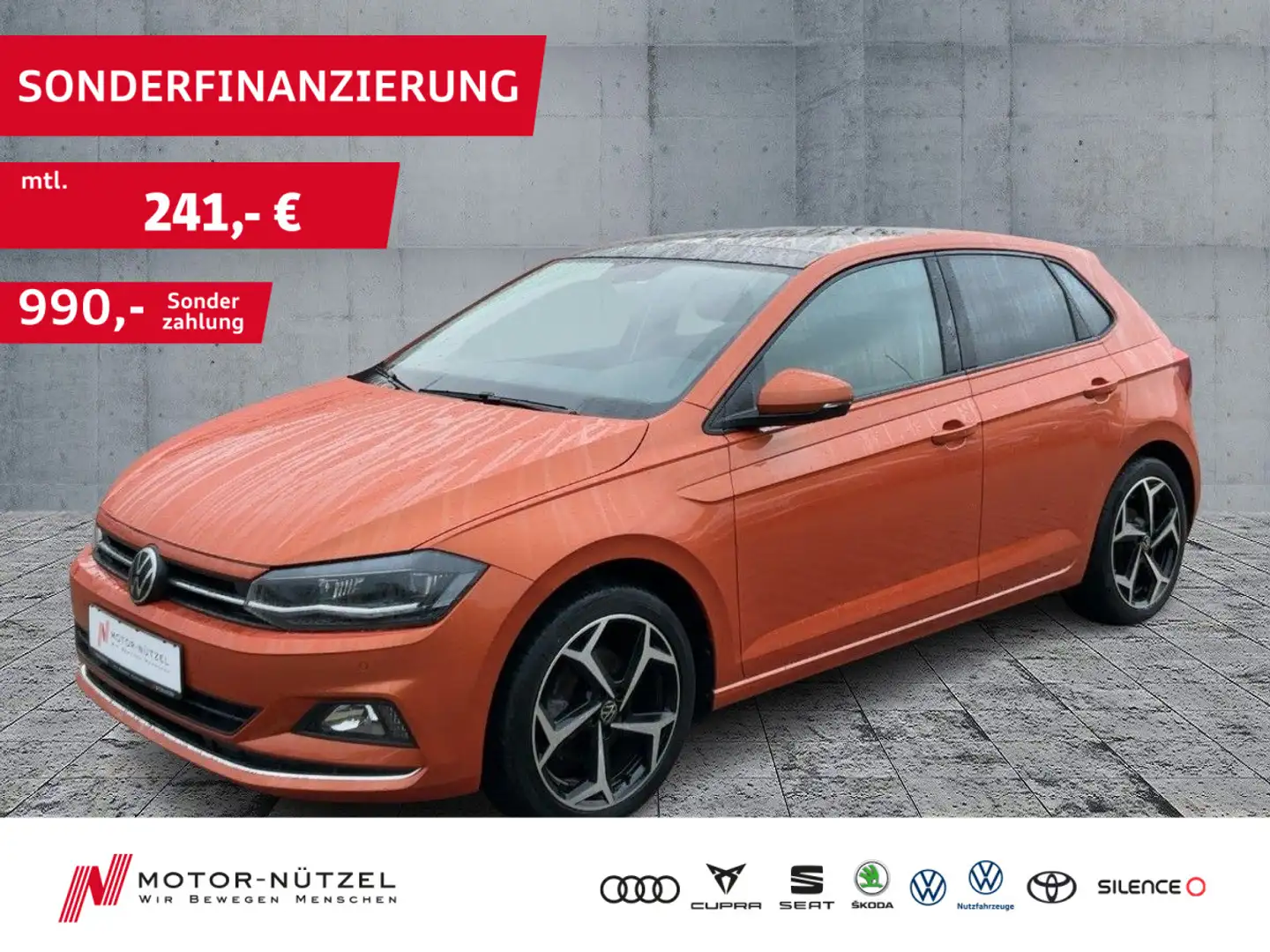 Volkswagen Polo 1.0 TSI HIGHLINE LED+PANO+DAB+SHZ+2xPDC+17Z Orange - 1