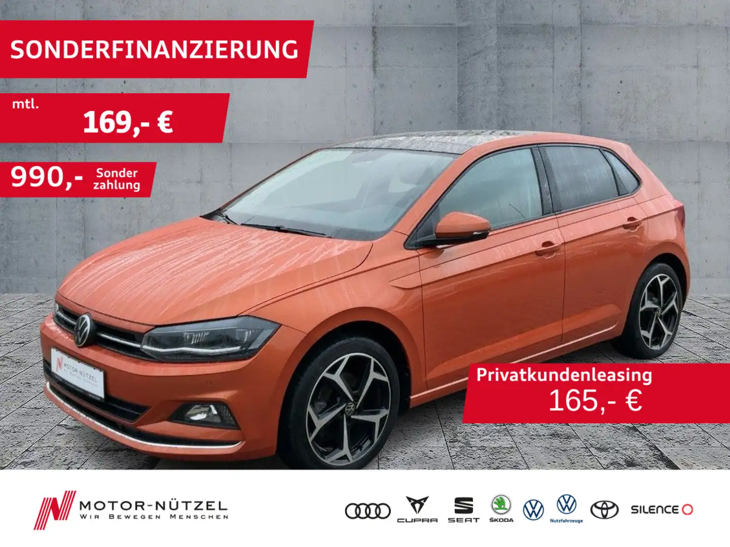 Volkswagen Polo 1.0 TSI HIGHLINE LED+PANO+DAB+SHZ+2xPDC+17Z Orange - 1