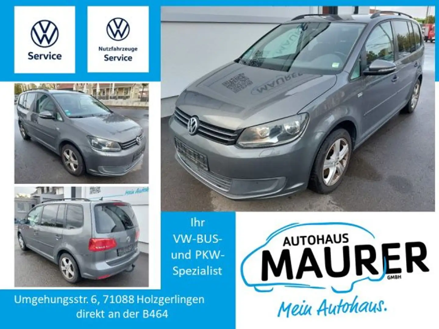 Volkswagen Touran 2,0 TDI Comfortline Standheizung AHK 7-Sitz Grijs - 1