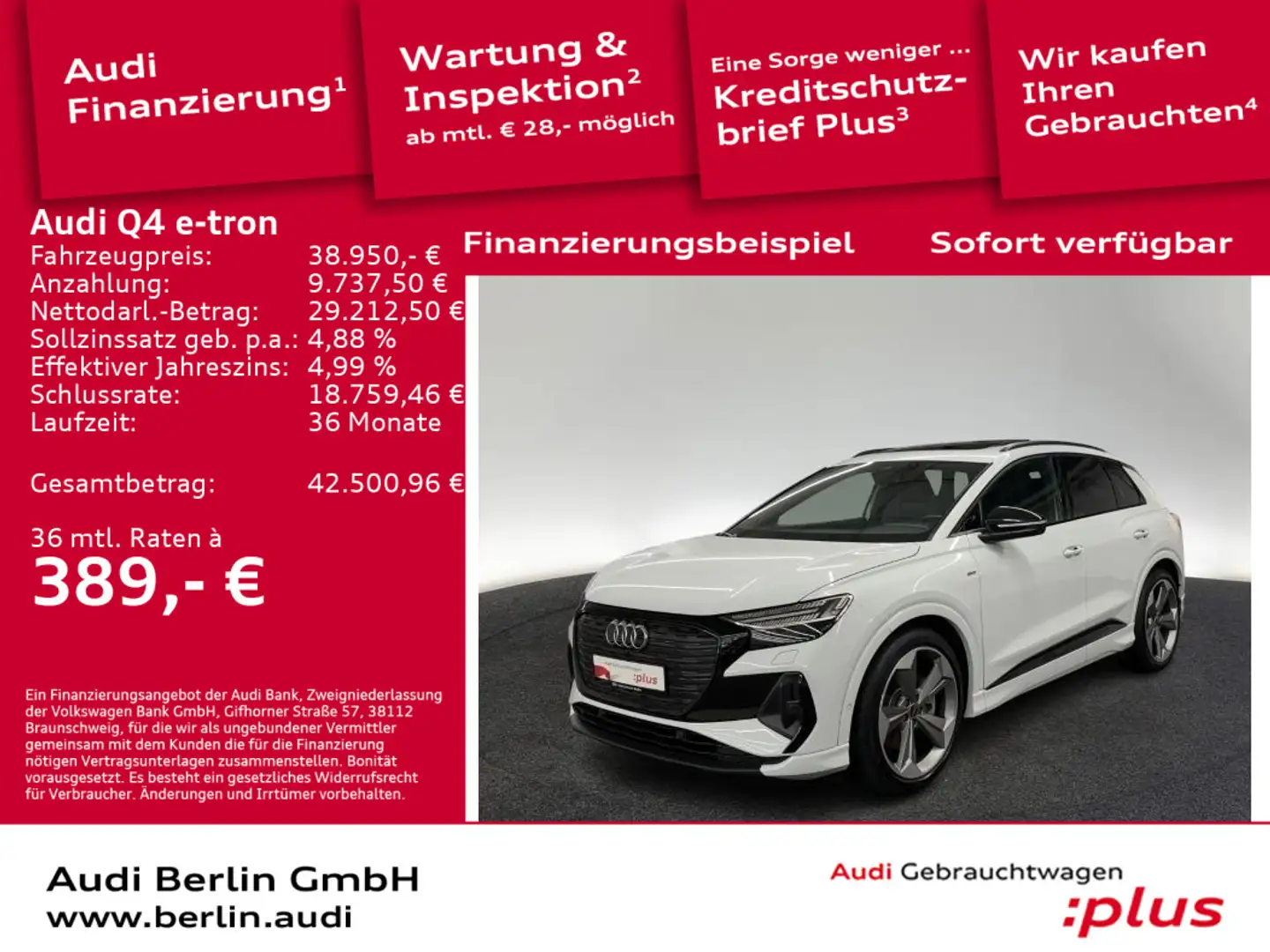 Audi Q4 e-tron 50 qu. AHK MATRIX RFK NAVI HUD PANO SO Weiß - 1