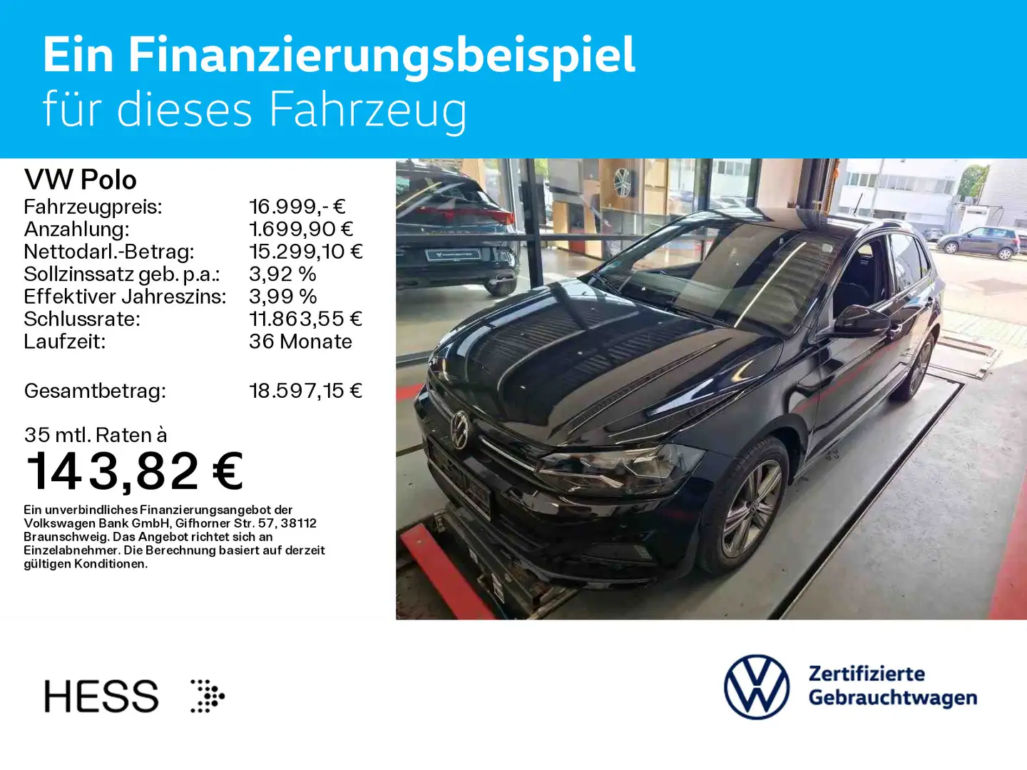 Volkswagen Polo 1.0 TSI DSG UNITED*KAMERA*PDC*SHZ*NAVI*KLIM Schwarz - 2