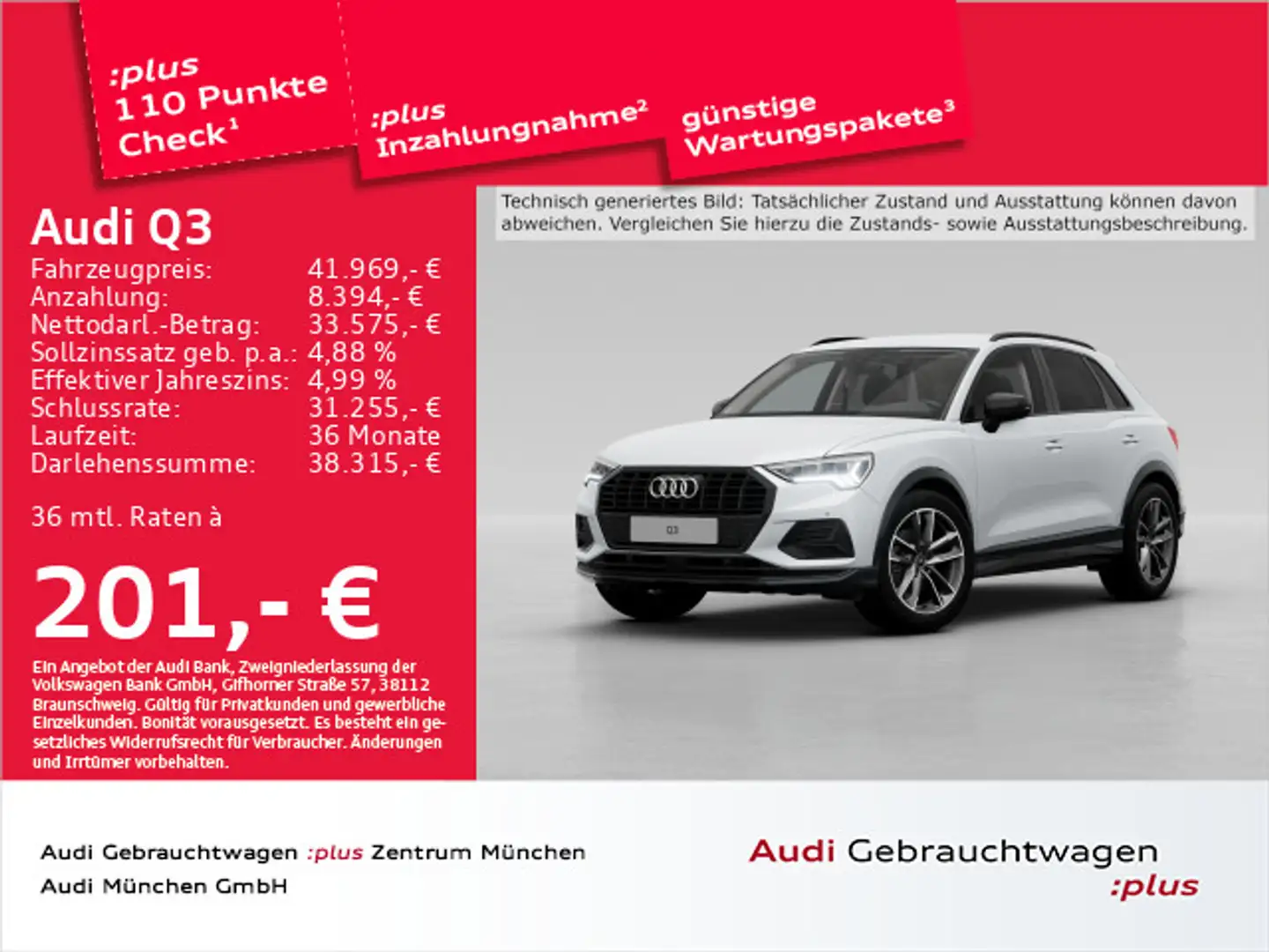 Audi Q3 35 TFSI S tronic advanced Virtual/LED/Navi+/P Weiß - 1