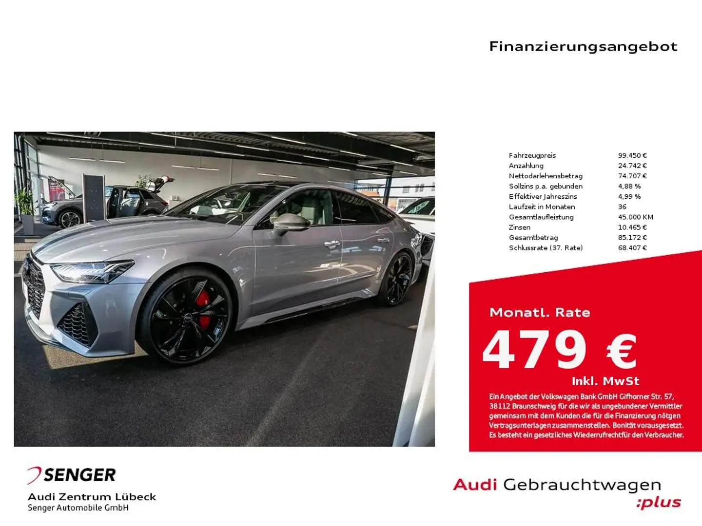 Audi RS7 Sportback Pano HD-Matrix 305 Km/h RS-AGA Silver - 1
