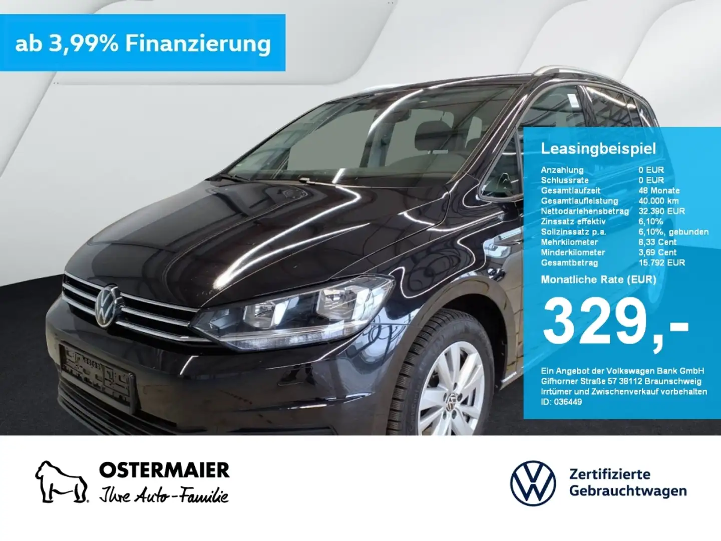 Volkswagen Touran CL 1.5TSI 150PS DSG ACC.7-S.AHK.KAMERA.NAVI+VC.APP Schwarz - 1