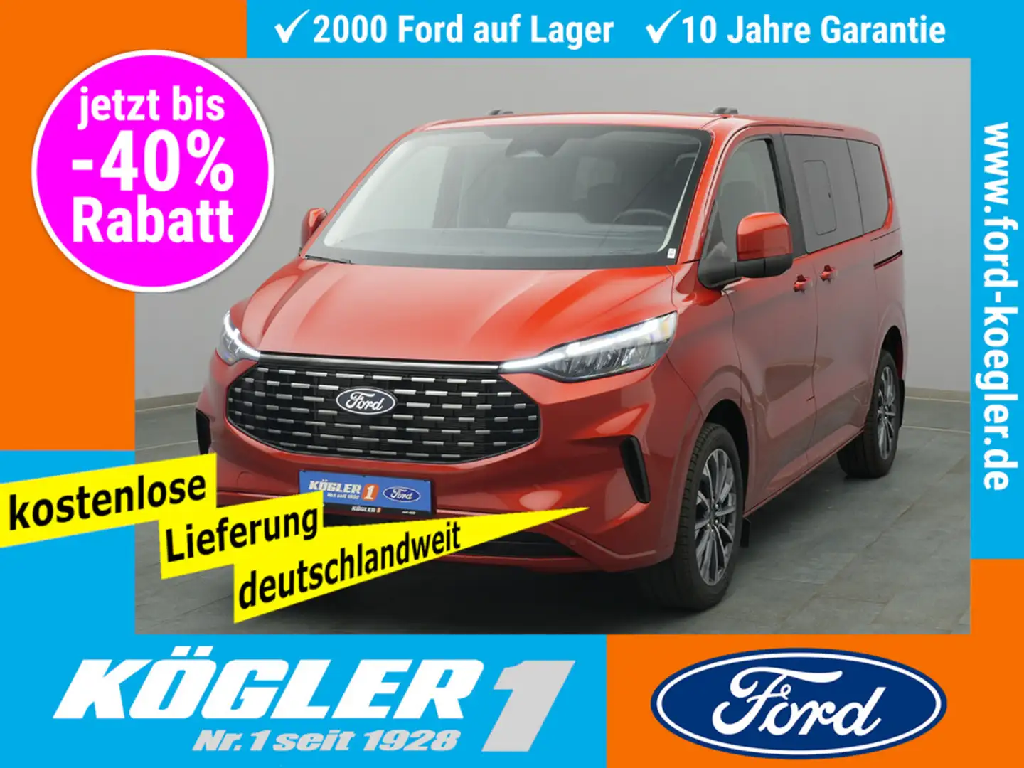 Ford Tourneo Custom 320 L1 Titanium 170PS Aut. Rot - 1