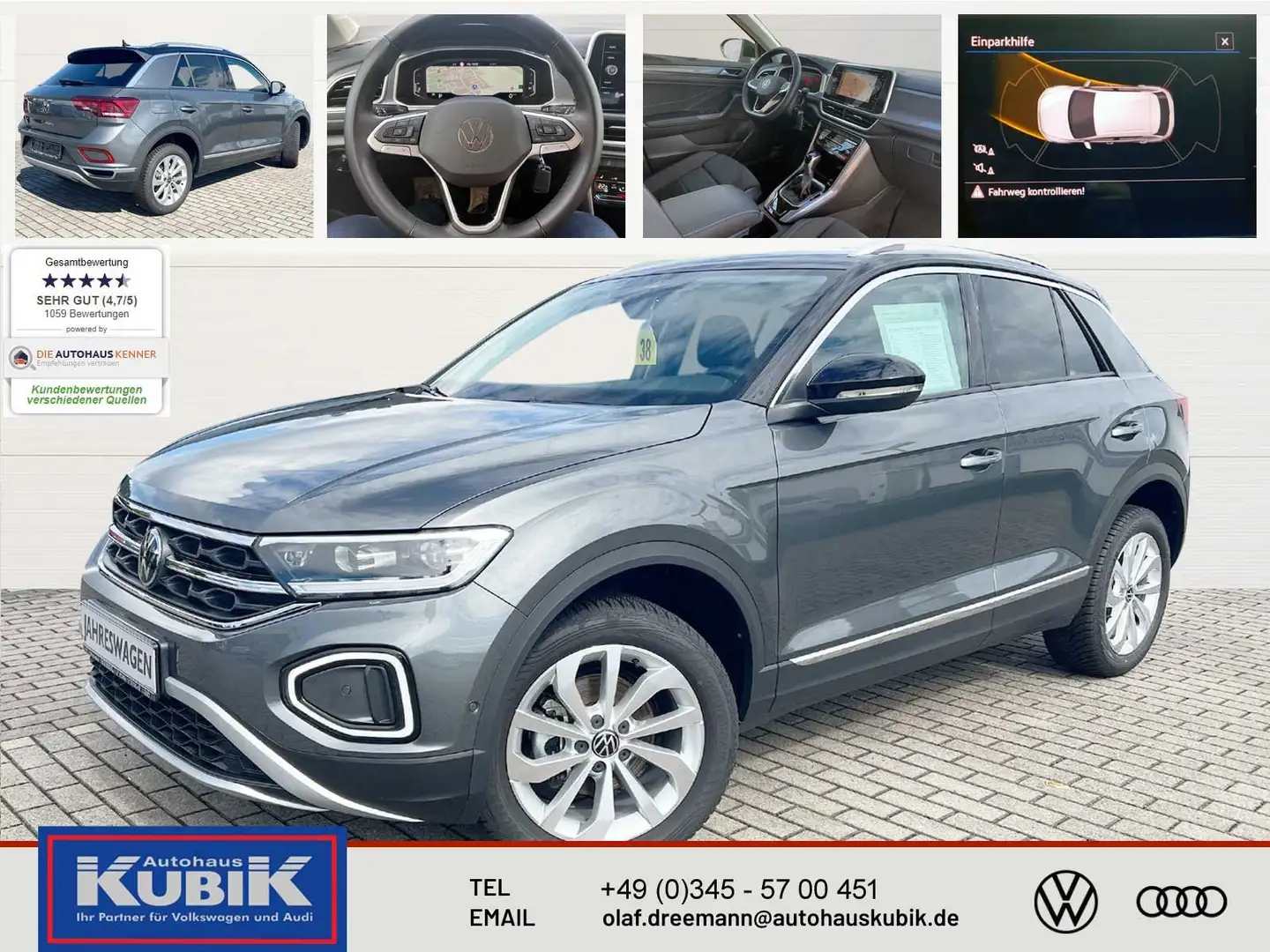Volkswagen T-Roc 1.5 TSI Style DSG+Navi+digital Cockpit Pro+ergoAct Grau - 1