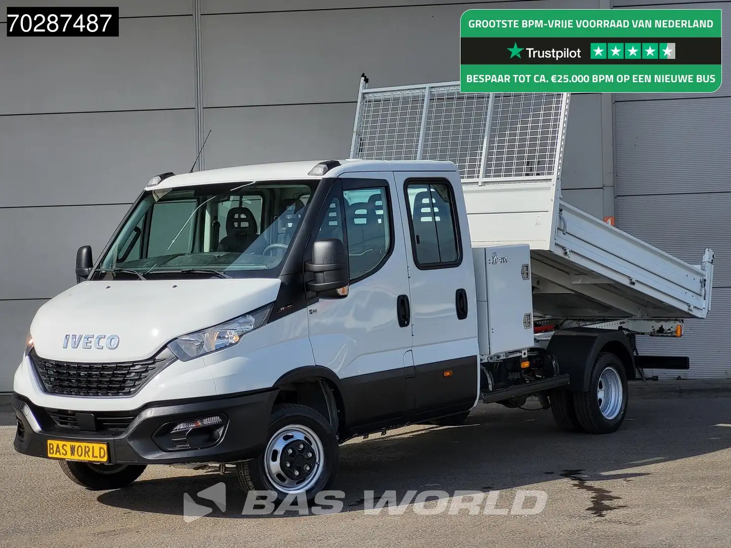 Iveco Daily 35C16 3.0L Kipper met Kist Dubbel Cabine 3,5t Trek Wit - 1