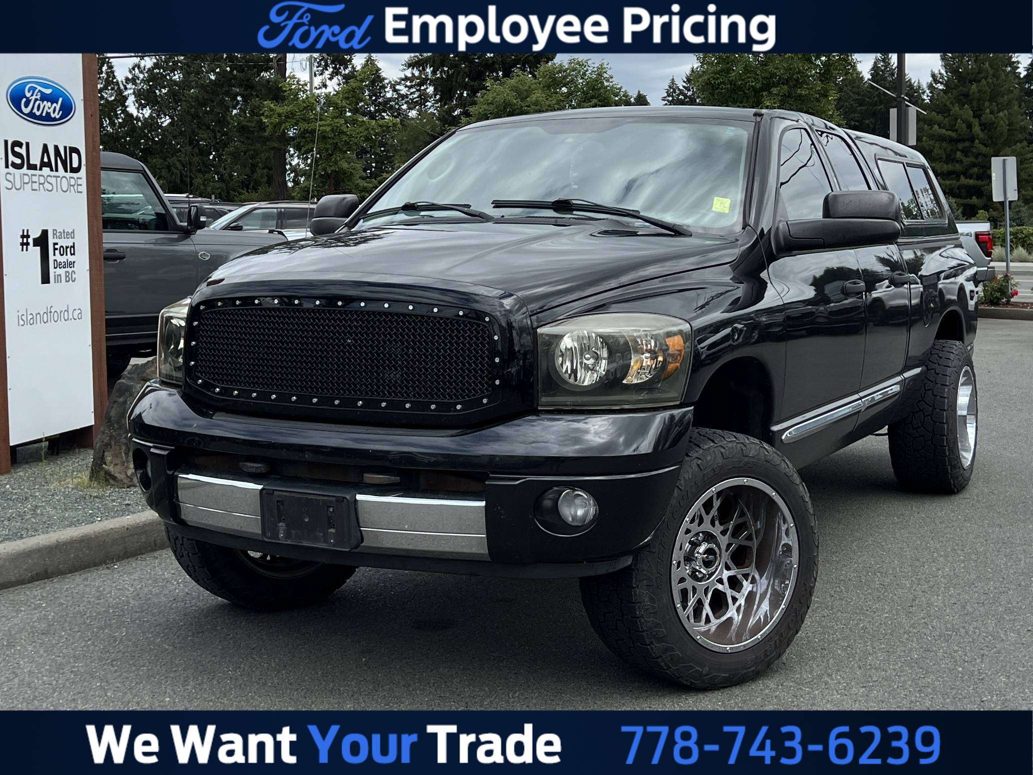 Black 2008 Dodge RAM 1500 Pickup Truck Four-Wheel Drive Automatic