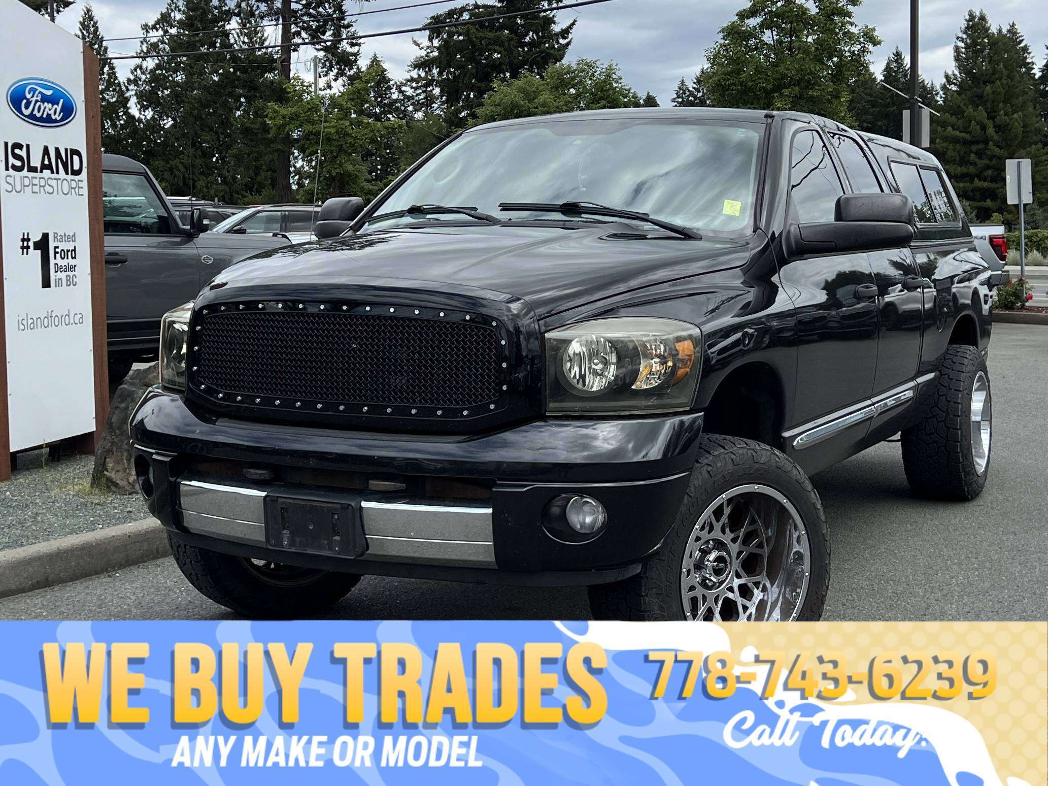 Black 2008 Dodge RAM 1500 Pickup Truck Four-Wheel Drive Automatic