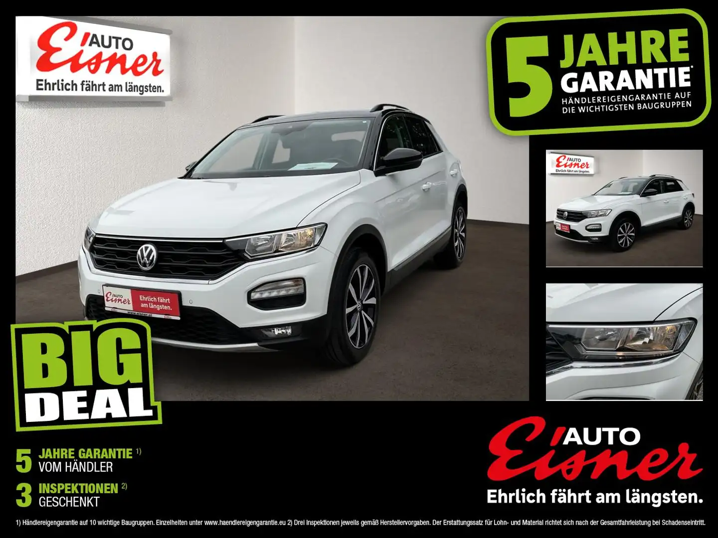 Volkswagen T-Roc 1.0 TSI Design 2xKlima ACC AHK KlimaA LM Weiß - 1