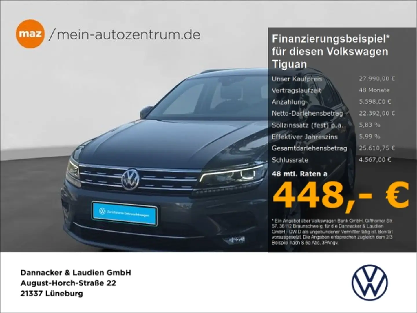 Volkswagen Tiguan 1.5 TSI Highline Alu LED AHK Active-Info Grau - 1