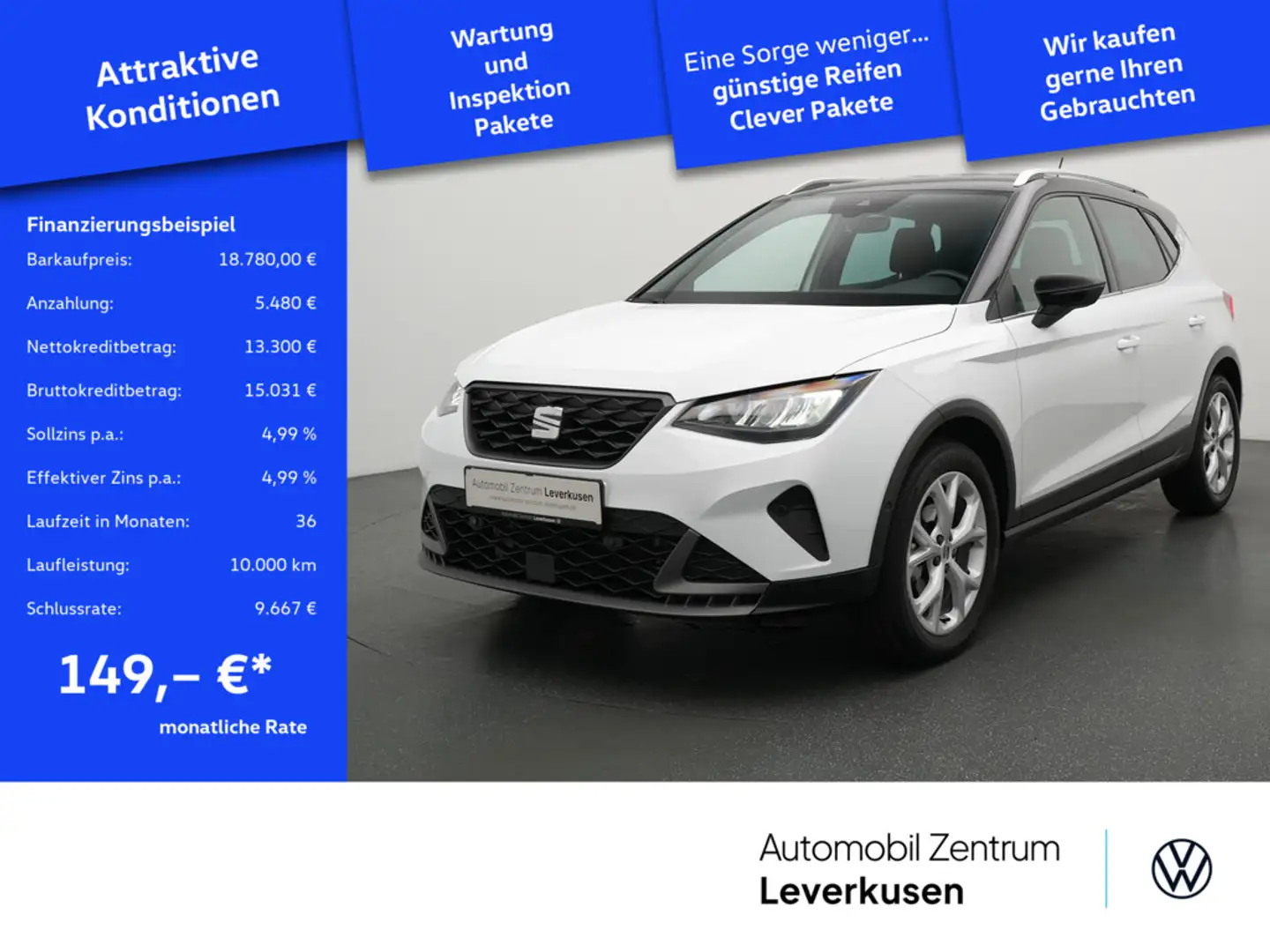 SEAT Arona FR DSG LED ACC KAM SHZ KLIMA CARPLAY VI Weiß - 1