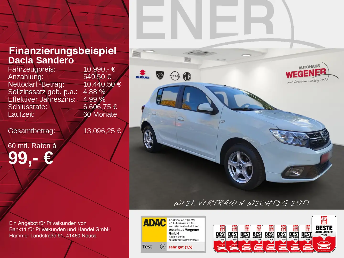 Dacia Sandero SANDERO COMFORT BLUETOOTH KLIMA  TEMPOMAT AHK Weiß - 2