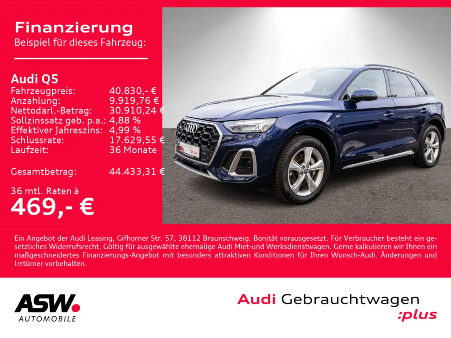 Audi Q5 50TFSI e S line quattro NAVI LED B&O RFK VC Blau - 1